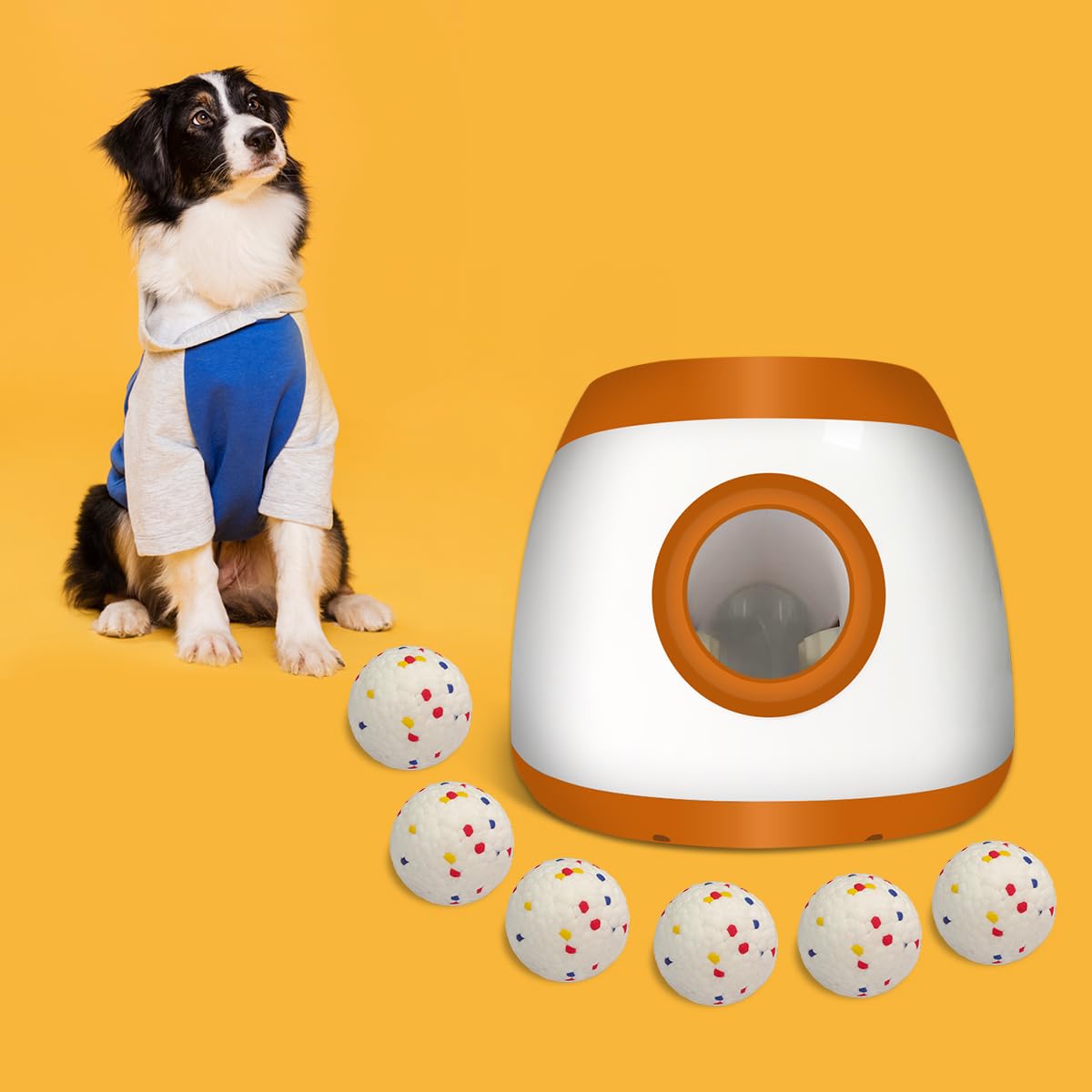 UJQW AutoDog Ball Launcher - Large Silent Dog Ball Thrower with Remote Control, 3 Adjustable Distances (40t/60ft/80ft), Recharga