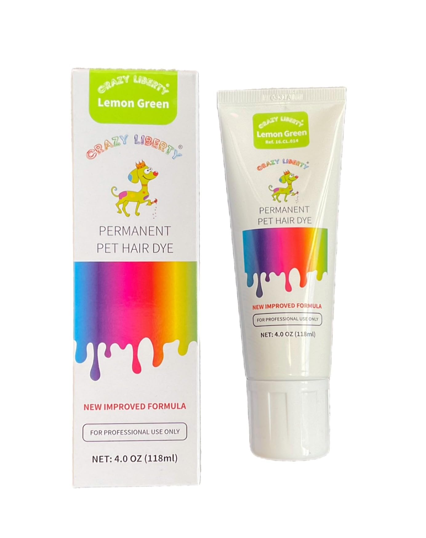 Crazy Liberty Permanent Hair Dye For Dogs And Horses, 4 Oz Tube. (Lemon Green)
