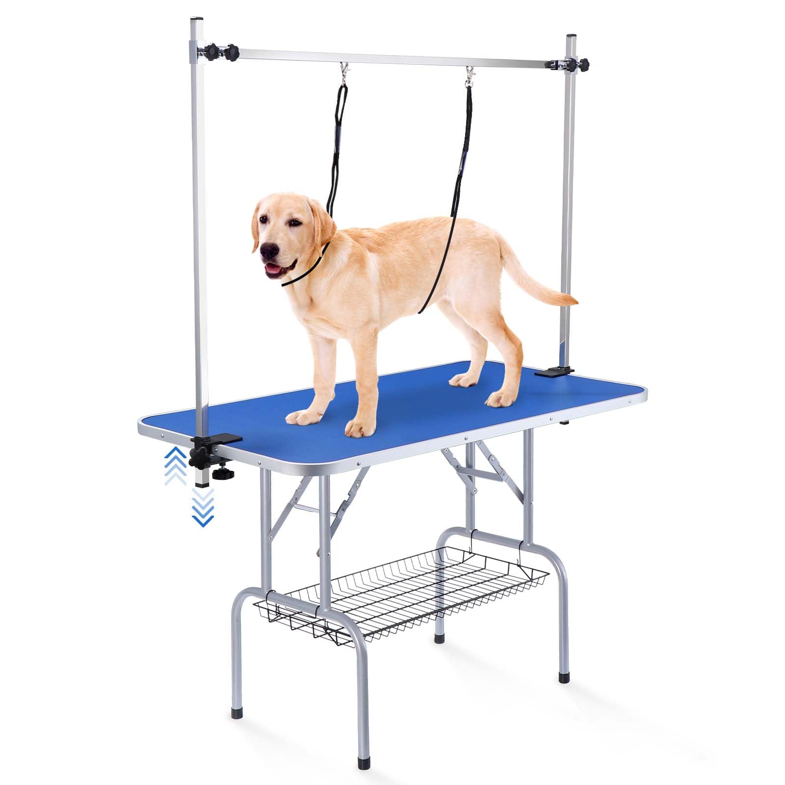 Unovivy 42-Inch Dog/Pet Grooming Table Foldable Height Adjustable, Portable Dog Grooming Table With Arm Noose & Mesh Tray, Maxim