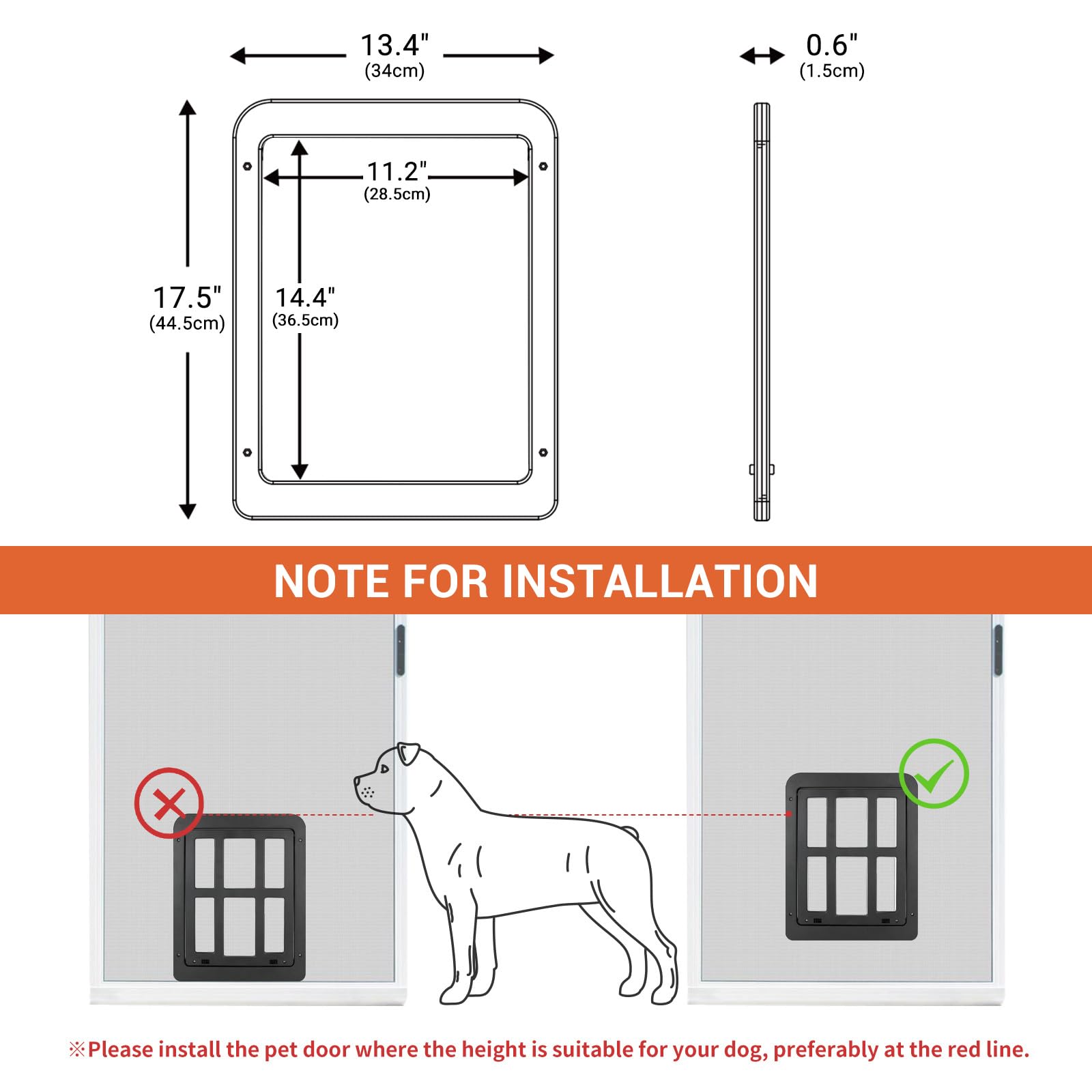 Petleso Dog Door For Sliding Door, Lockable Dog Screen Door With Magnetic Closure Easy Install Pet Door For Dogs Cats, 11''X13''