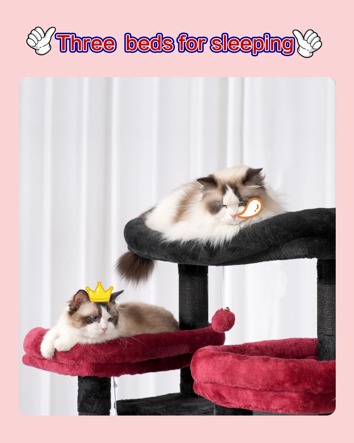 Gitelsnour Cat Tree For Indoor Cats Large Adult, 74'' Cat Tower For With 3 Big Platforms, 2 Baskets, 2 Condos, Multi-Level Cat S