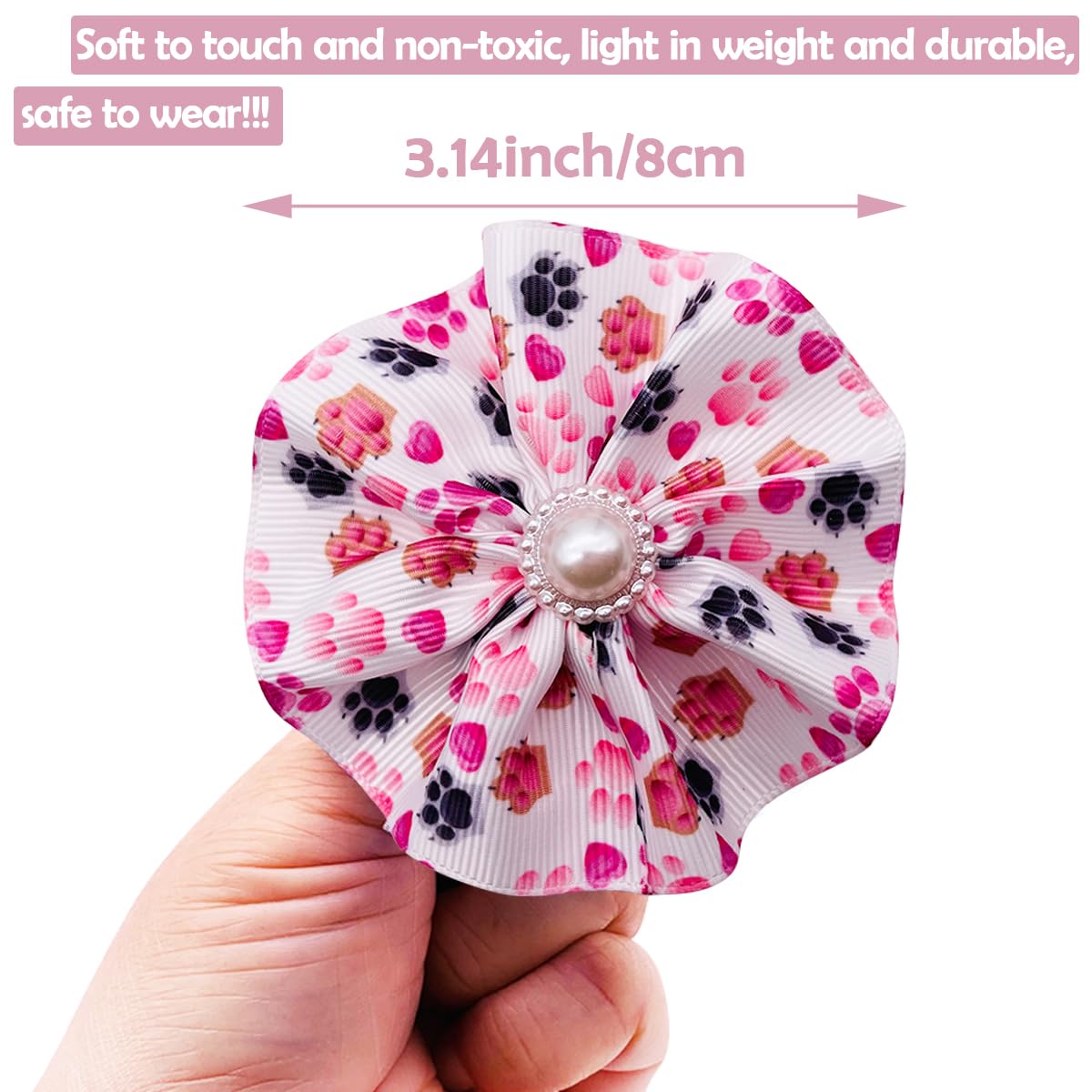 Jpgdn 12Pcs Dog Collar Flowers Bows Attachment Sliders Paw Print For Small Medium Girl Female Cat Puppy Alpaca Rabbit Neck Bows