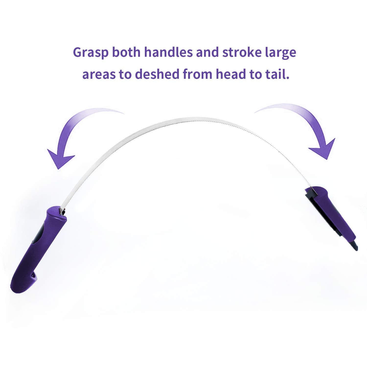 Both Winners Dual-Sided Shedding Blade With Stainless Steel Blade De-Shedding Tool For All Dog Coat Types- Soft Touch Grip (Purp