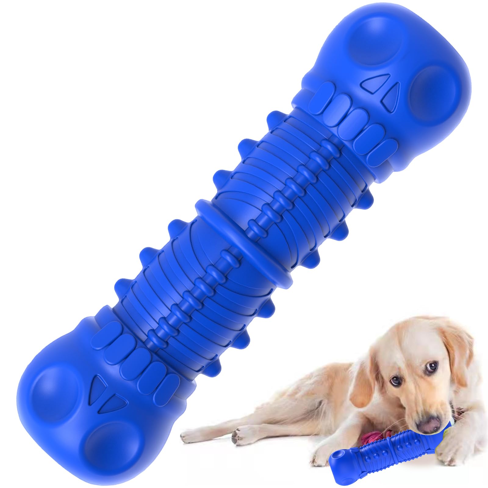 ZIKATON Dog Squeaky Toys for Aggressive Chewers, Durable Chew Toys for Large Medium Breed Dog, Tough Dogs Toys with Natural Rubb