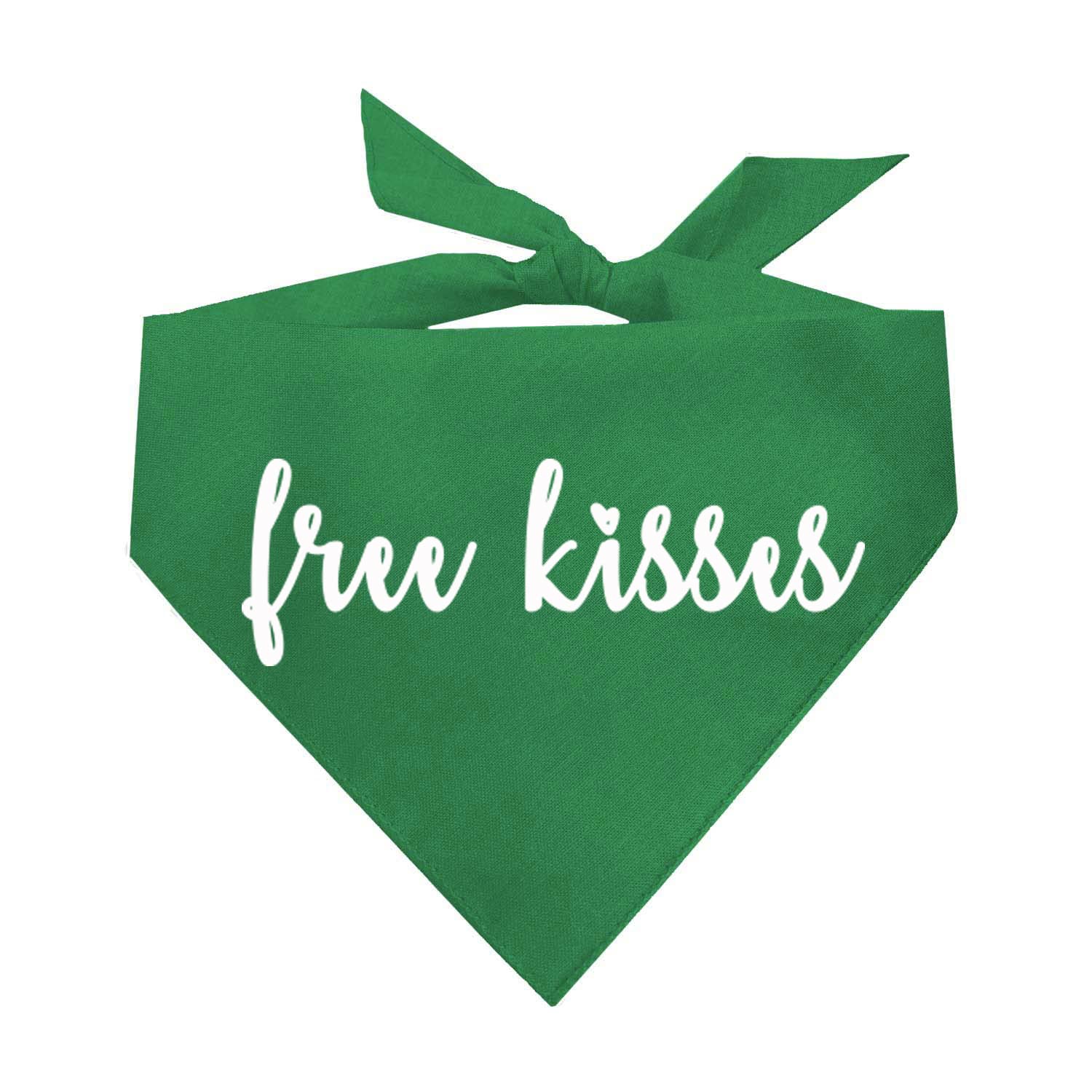 Free Kisses Valentine'S Day Dog Bandana (36 Green, X-Small)