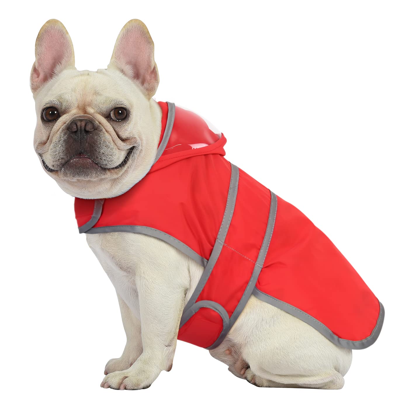 Hde Dog Raincoat With Clear Hood Rain Jacket Poncho For Small Medium Large Dogs Red - M
