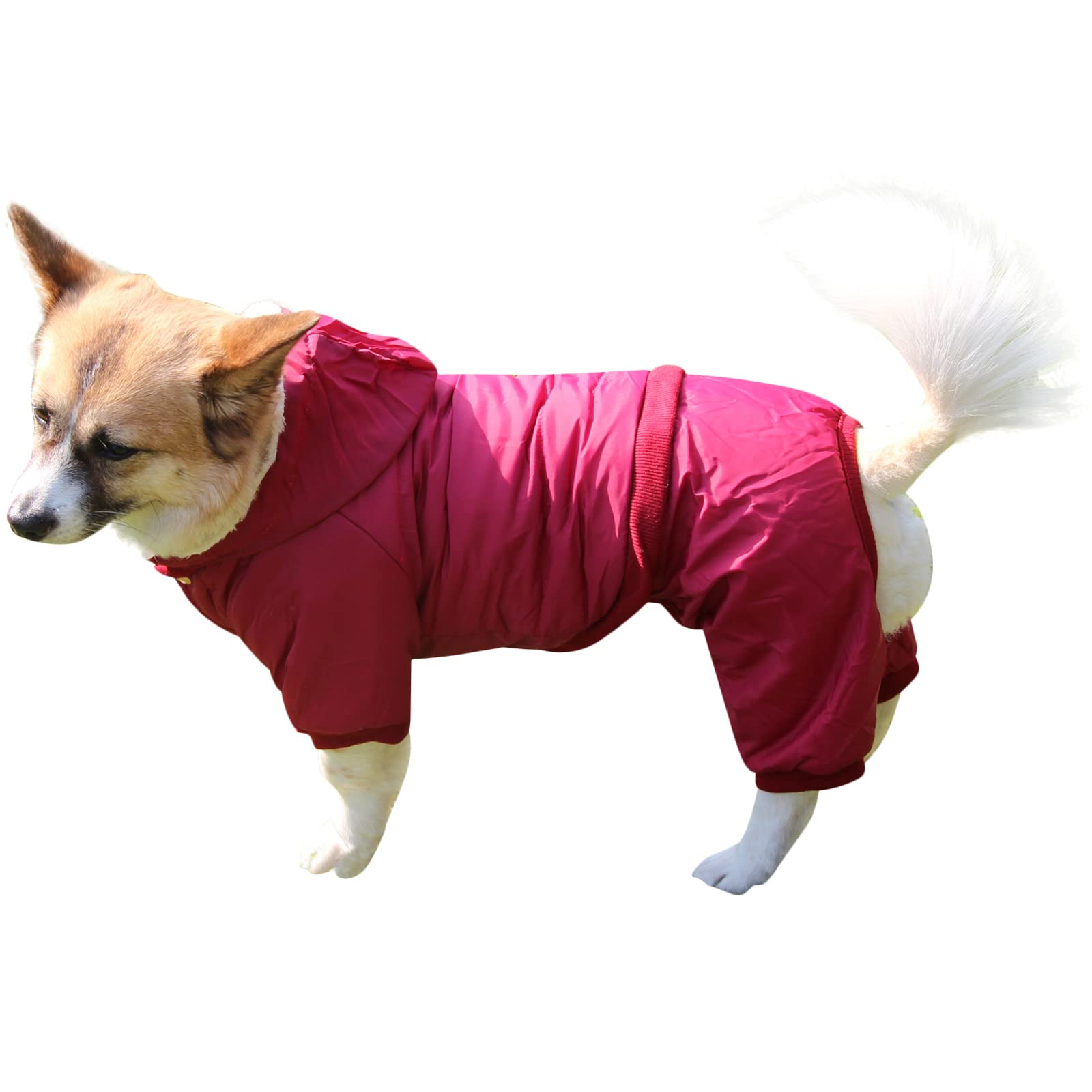 Joydaog Fleece Lined Dog Coat With Detachable Hood And Detachable Hind Legs,Warm Puppy Jacket In Winter(Red Xl)