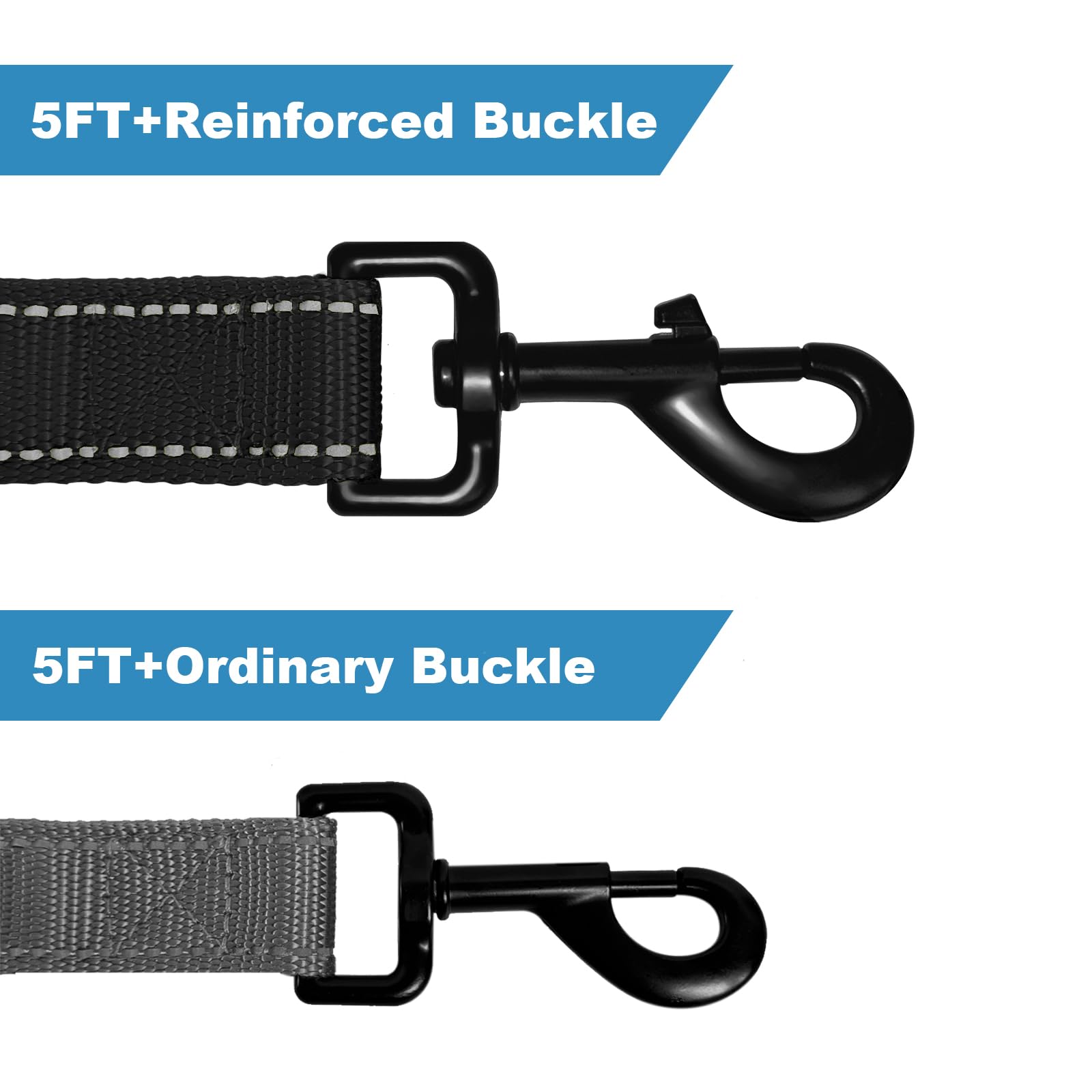 Heavy Duty Dog Leash For Large Dogs - Double-Sided Reflective, 6Ft With Padded Handle, Nylon Reinforced Reflective Buckle Collar