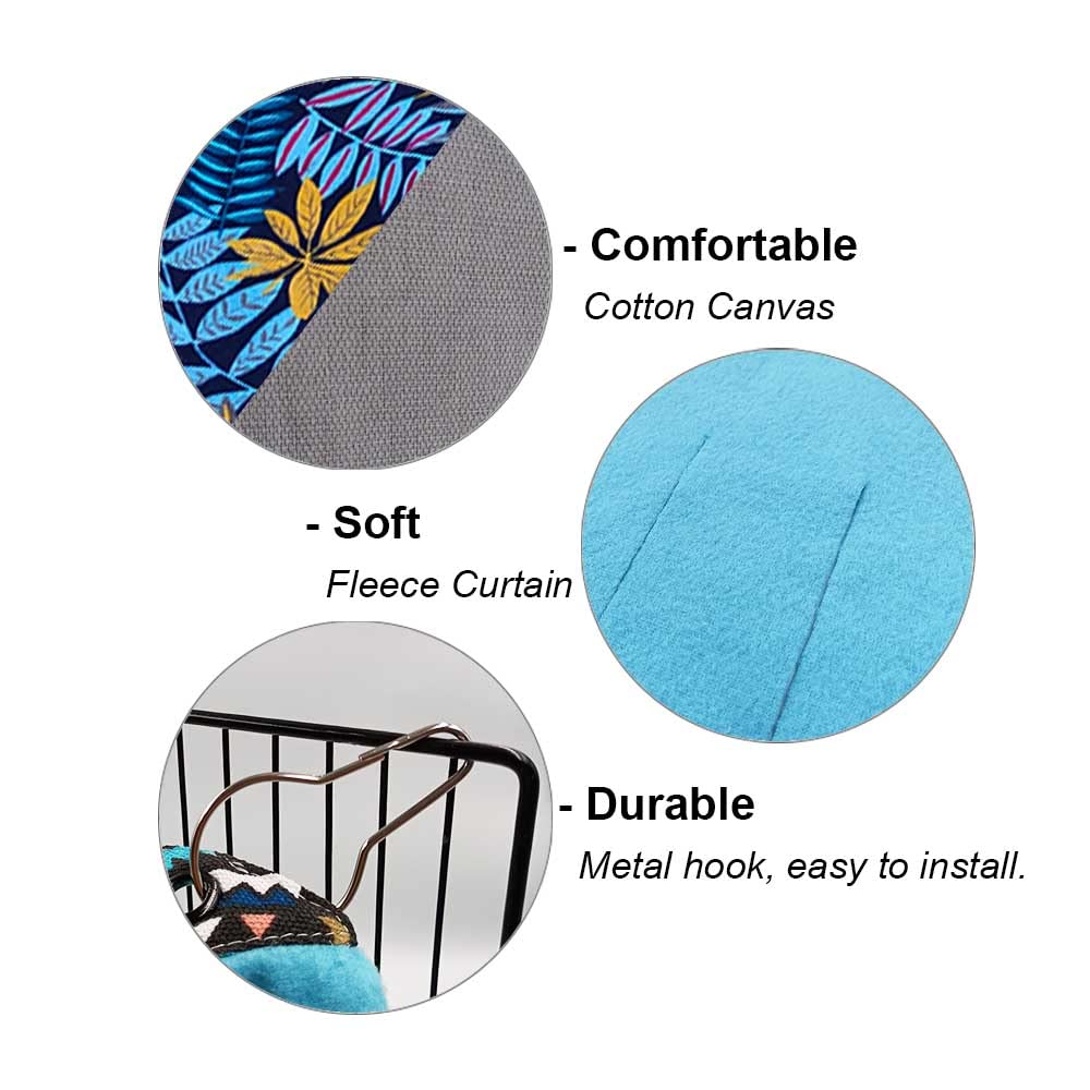 Rioussi Guinea Pig Hideout Hideaway Corner Fleece Toys Cage Accessories With Reversible Sides, Blue Leaves