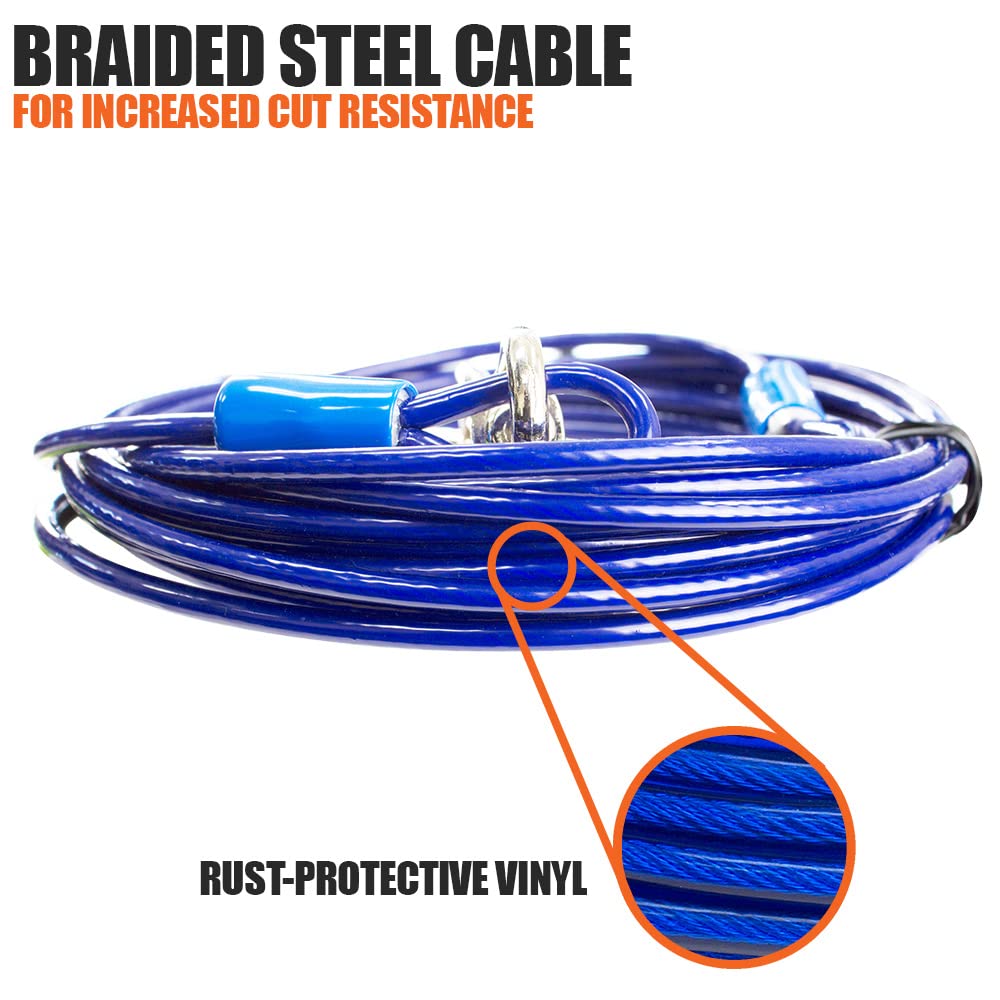 Bv Pet Medium Tie Out Cable For Dog Up To 60 Pound, 25-Feet, Blue, Single, Bv-Pe-Tc-25Ft-Blu-Md