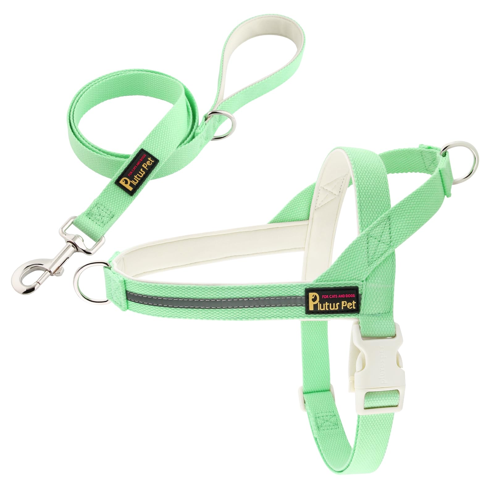 Plutus Pet Cotton Dog Harness and Leash Set, Reflective and Soft Padded, Quick Fit Vest Harness, for Small, Medium and Large Dog