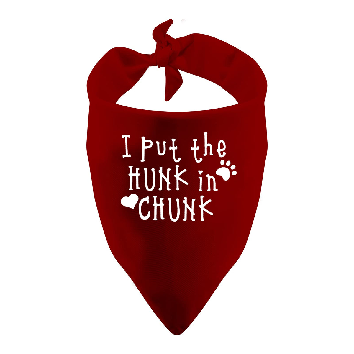 1 Piece Funny Dog Bandana I Put The Hunk In Chunk Dog Bandana Boy Dog Bandana Over The Collar Bandana (Put The Hunk Red)