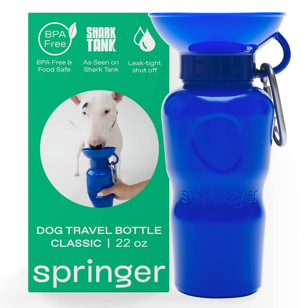 Springer Dog Water Bottle  Portable Travel Water Bottle Dispenser for Dogs - As Seen on Shark Tank  Patented, Leak-Proof Bottles