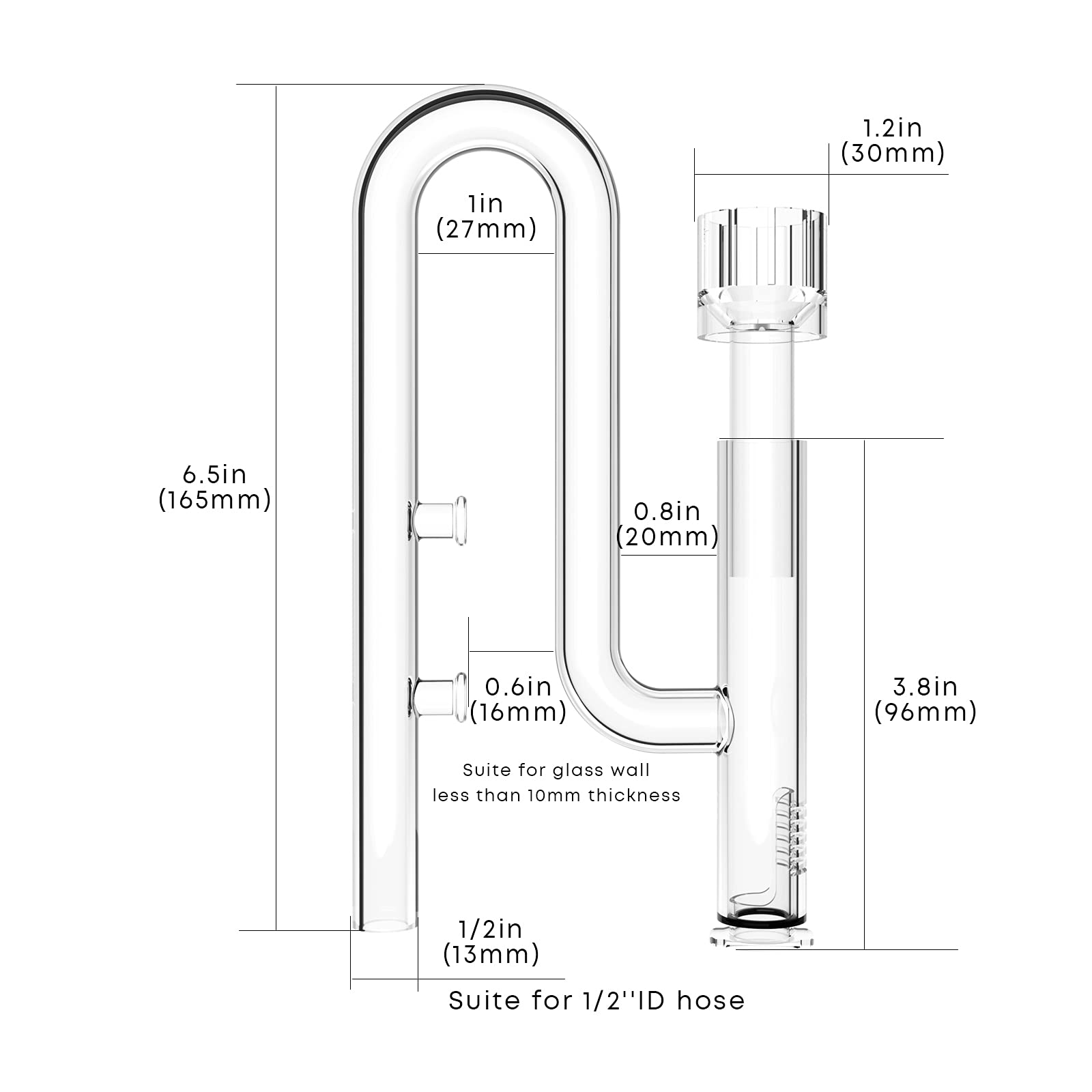 Fzone Aquarium Glass Mini Skimmer Lily Inflow And Outflow Sets For Mini Nano Tanks Filter Pipes(For 1/2Inch Tubing)