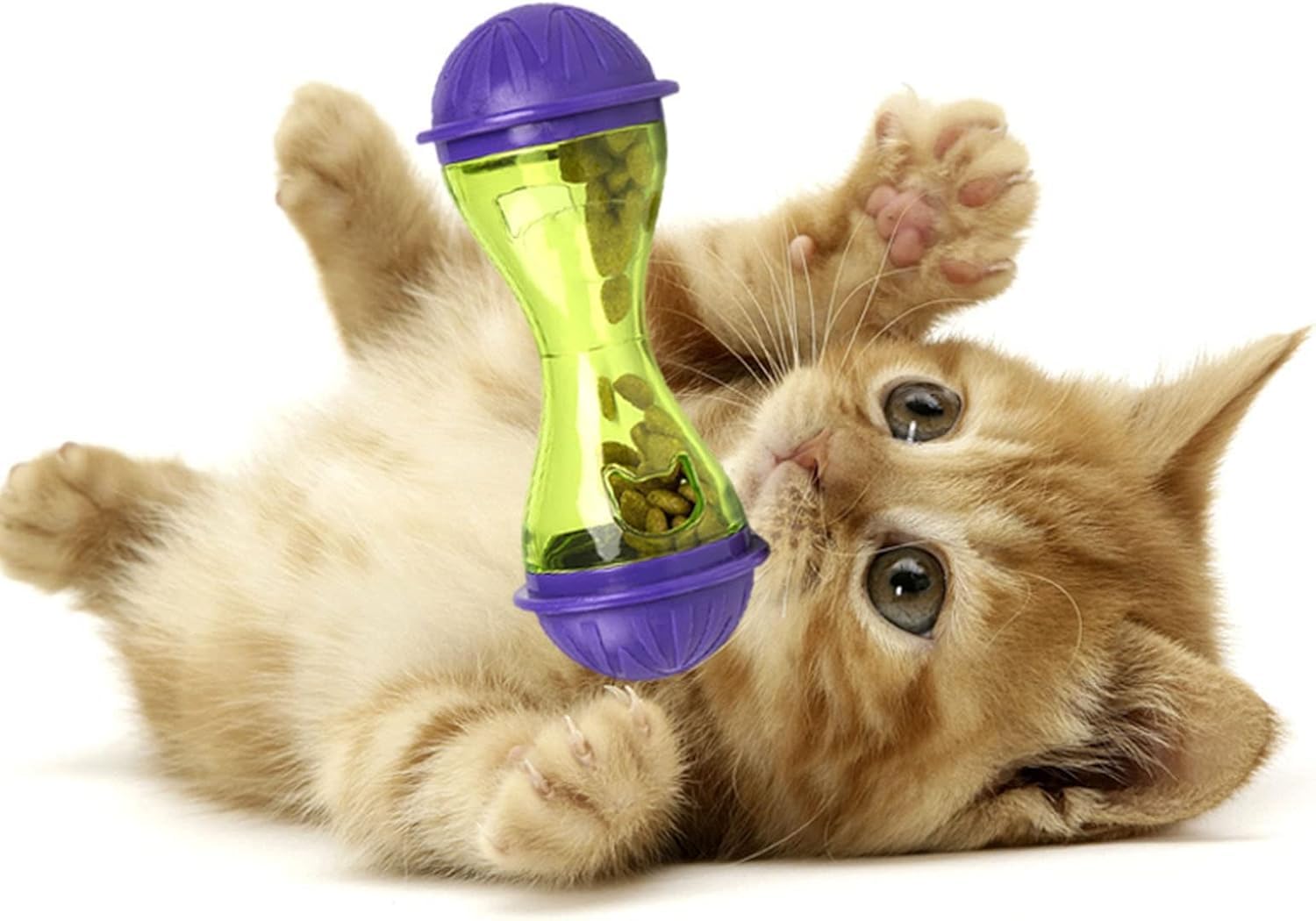 Green Interactive Puzzle For Feeder Treat Dispensing Slow Feeder For Indoor Cats Kitten Slow Feeders With Bells Inside Puzzle Fe