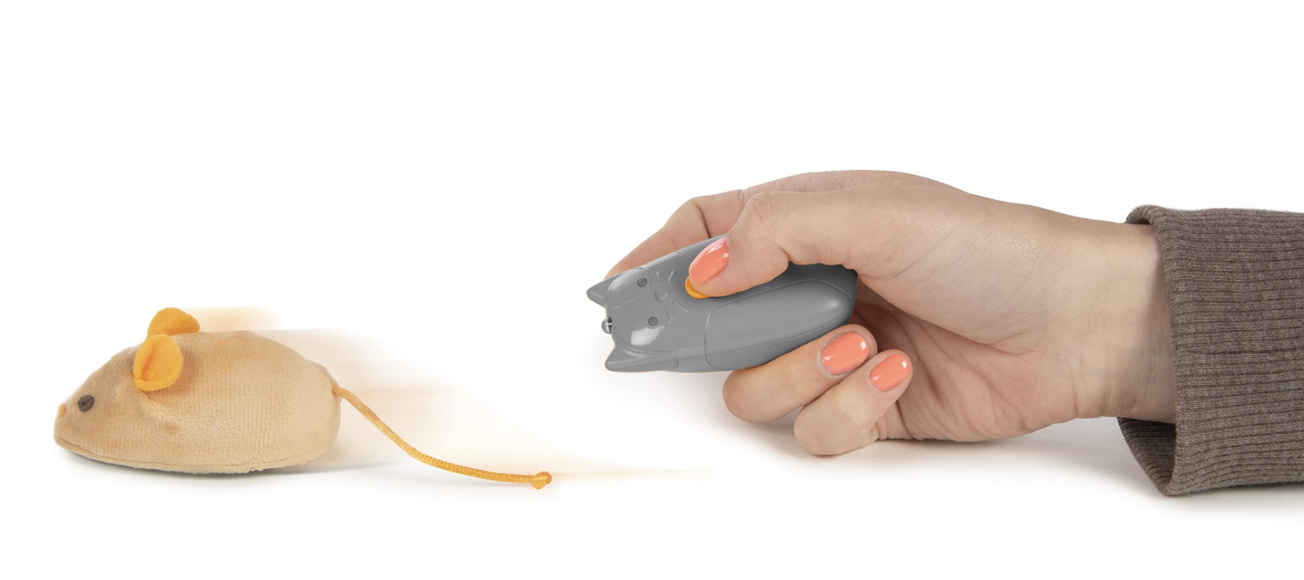 Smartykat Race 'N Chase Electronic Motion Remote Controlled Mouse Cat Toy, Battery Powered - Gray/Orange, One Size