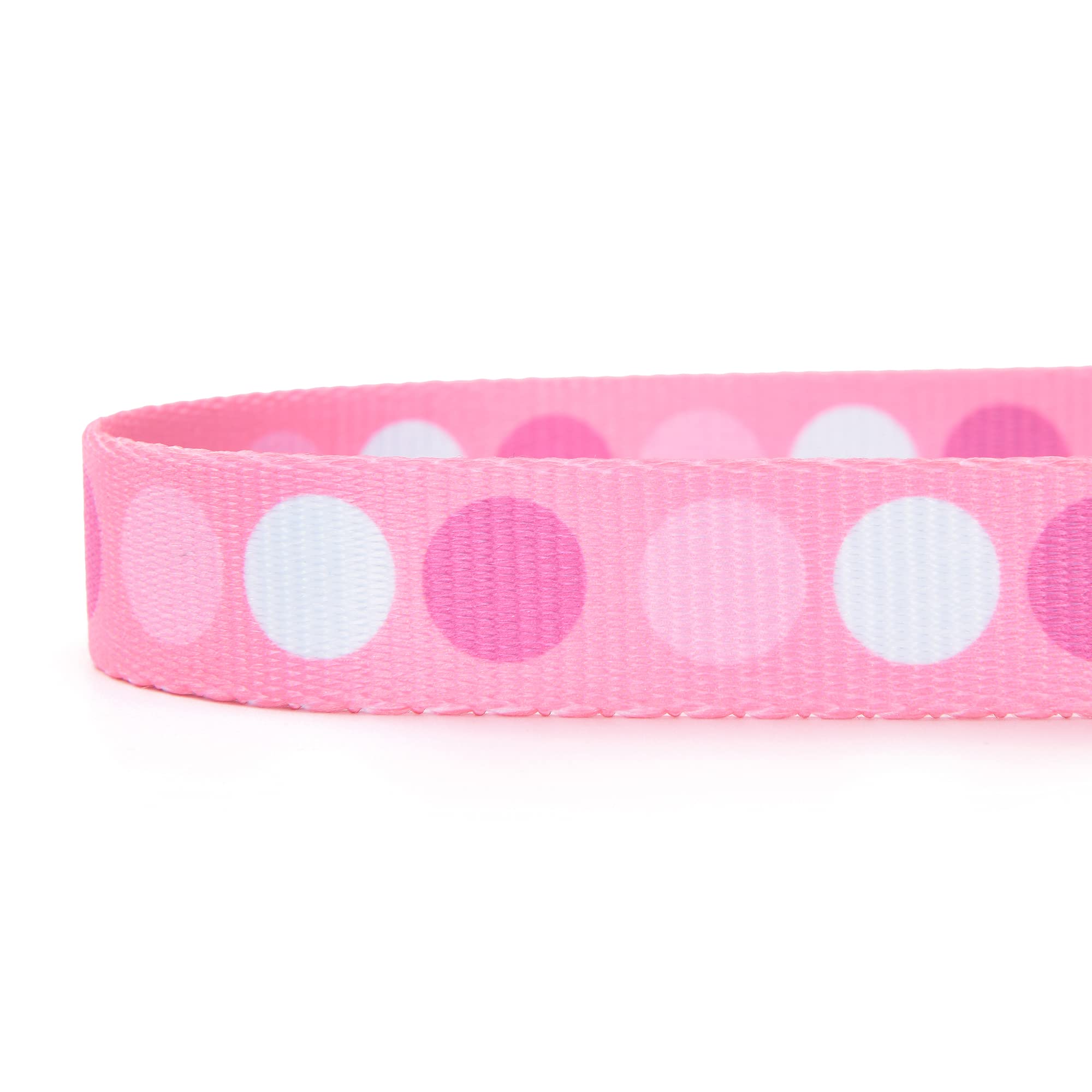 Mile High Life Dog Collar | Cute Puppy Collars | Lightweight Girl Dog Collar | Soft Boy Dog Collars | W Geometric Plaid Wave Line Pattern (Pink Big Dots, Large)