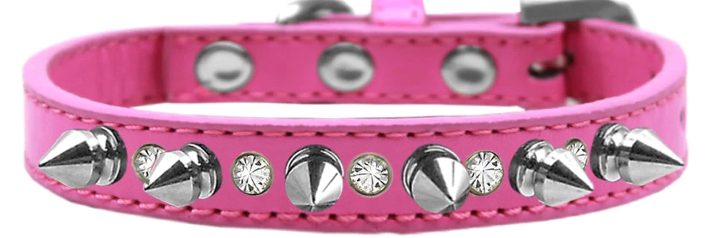 Pet and Dog Spike Collar, Clear Crystals & Silver Spikes” Aqua 14
