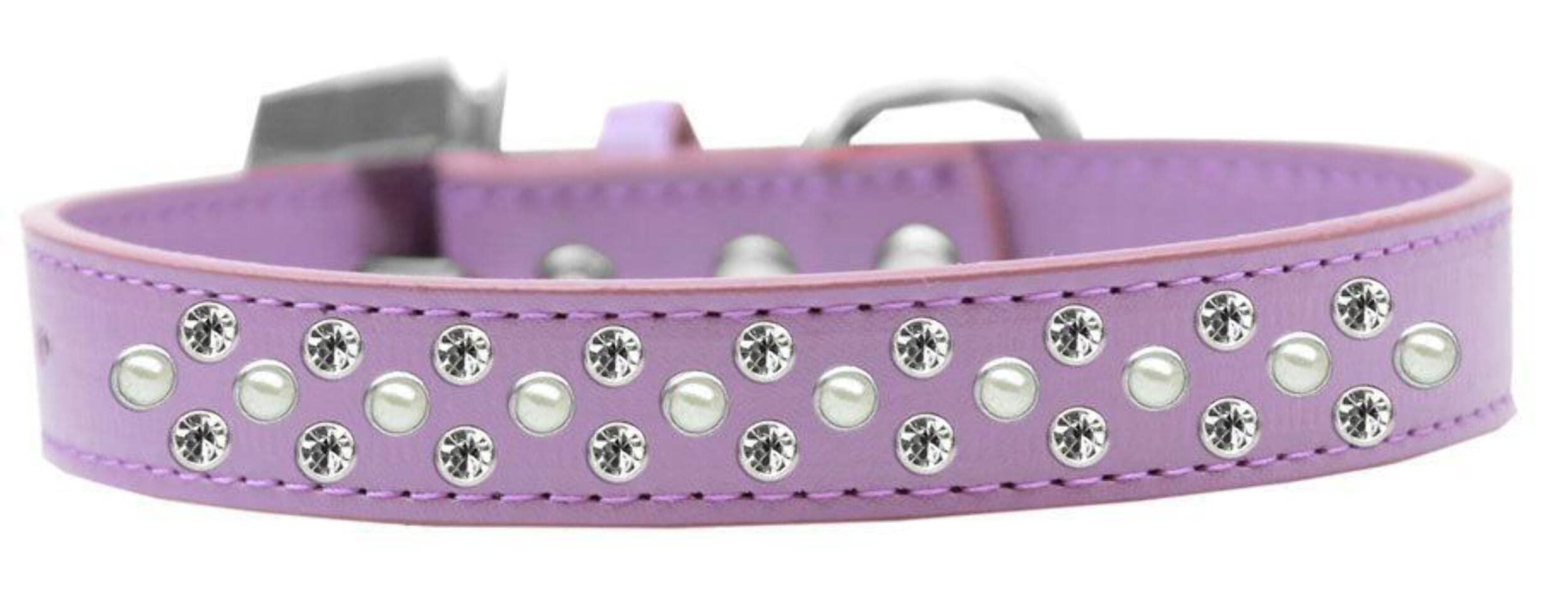 Mirage Pet Products Sprinkles Dog Collar with Pearl and Clear Crystals, Size 18, White