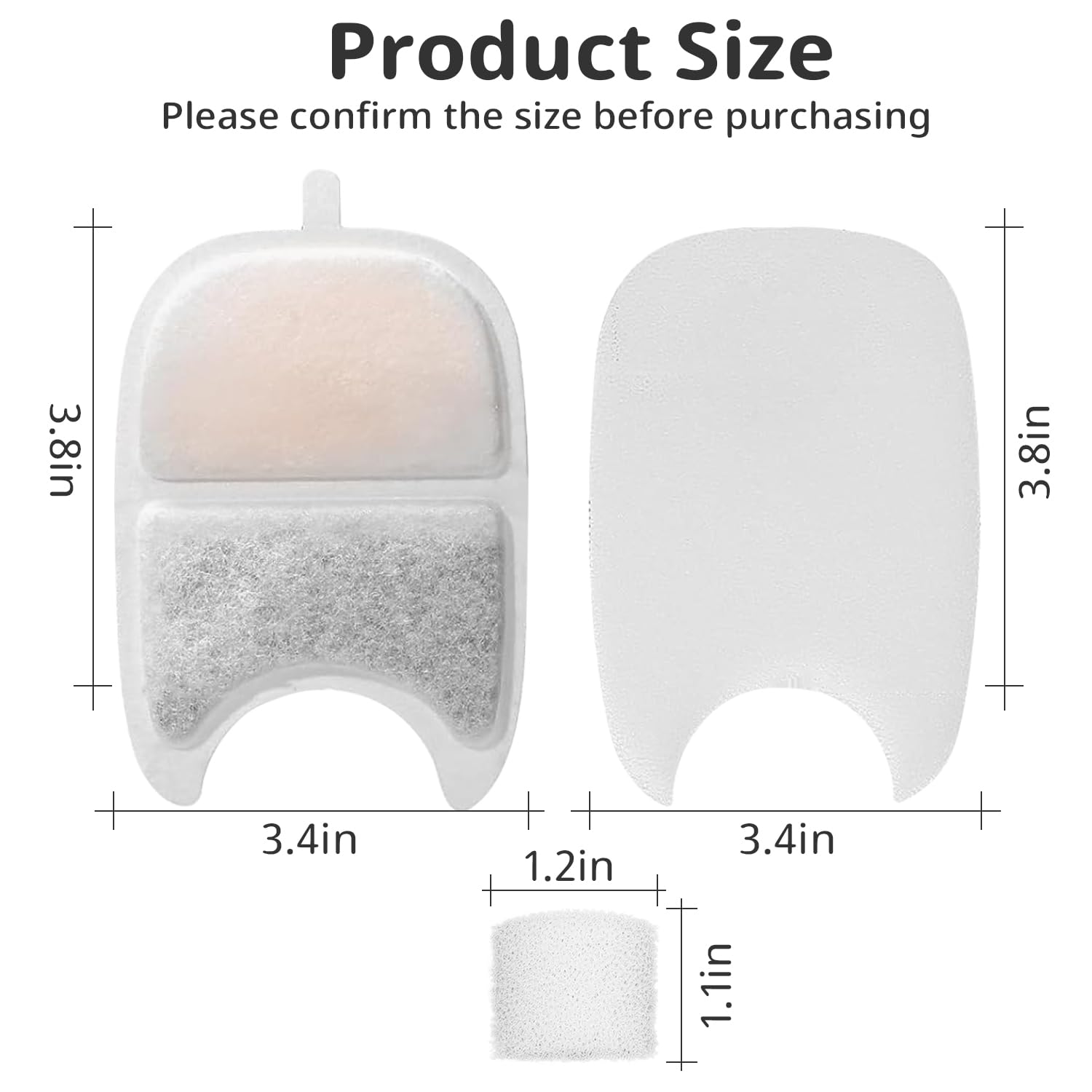 Cat Water Fountain Filter Pet Drinking Fountain Filter For 135 Fl.Oz/4L Wilreless Cat Water Fountain-6 Set Replacement Filters W