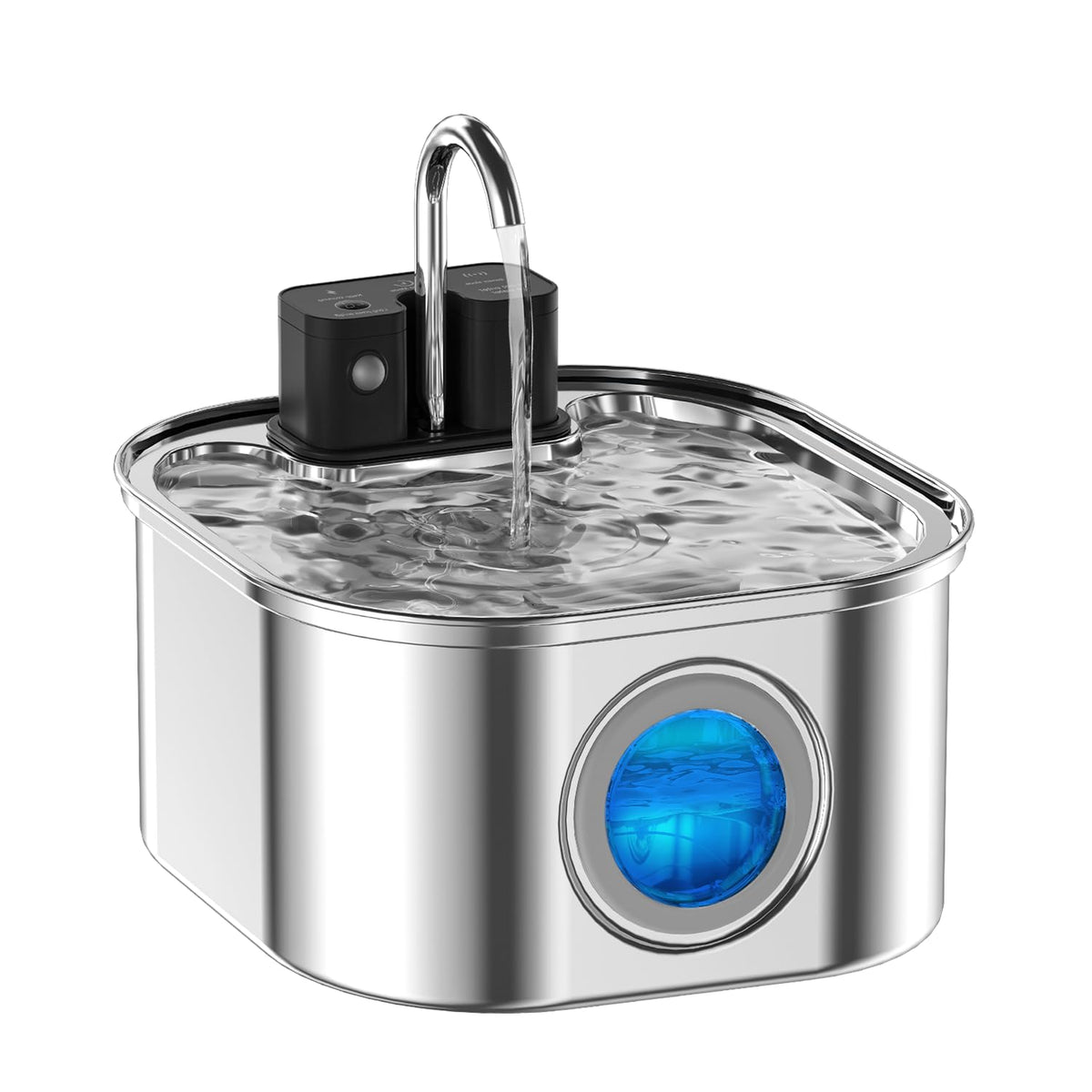 Nautypaws Wireless Cat Water Fountain,[Rechargeable & Faucet ] Stainless Steel Battery Operated Cat Water Fountain, 108Oz/ 3.2L 