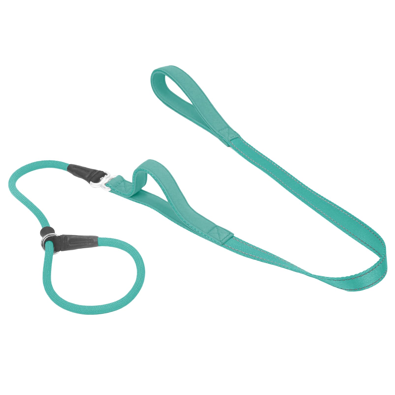 Slip Lead Dog Leash With Double Handle, Reflective Dog Training Leash [360 Swivel Anti-Tangle] Heavy Duty Nylon Slip Leash And C