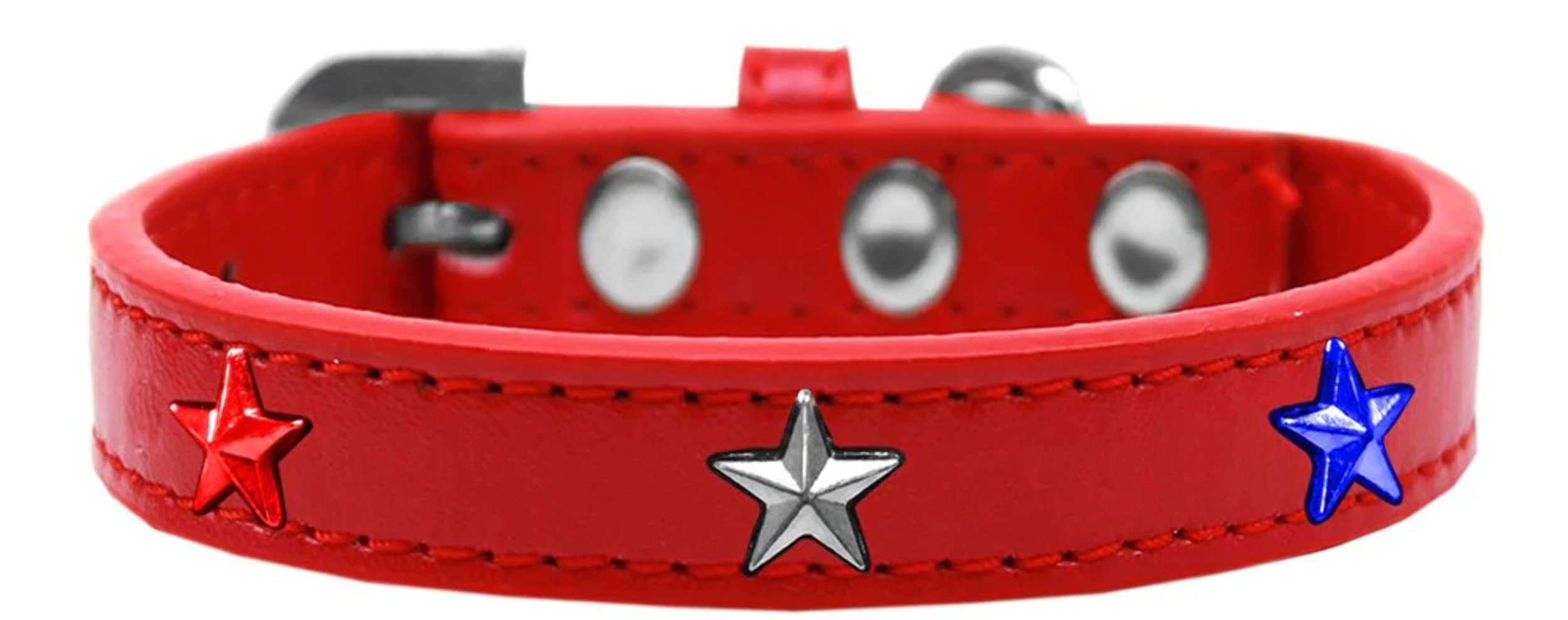 Dog, Puppy and Pet Widget Fashion Collar, &quot;Red, White & Blue Stars&quot; White 14