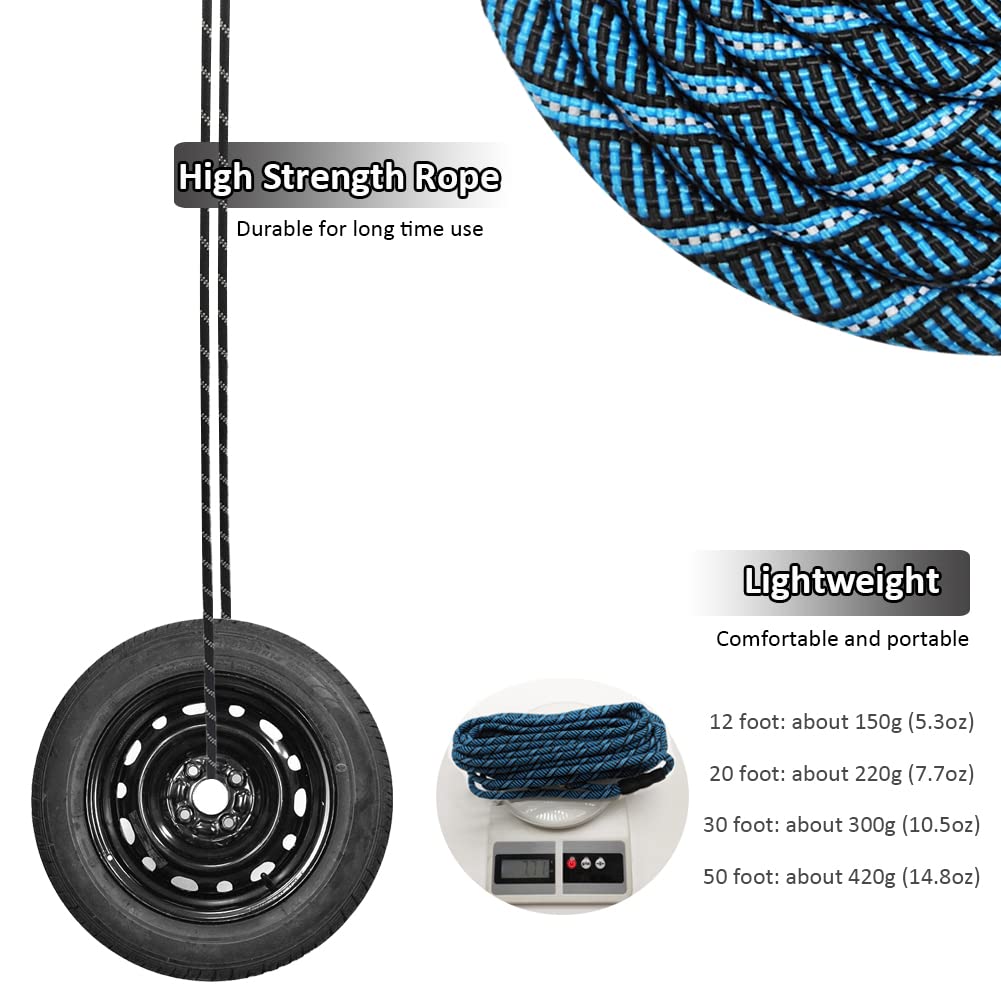 Sepxufore Reflective Long Dog Leash Slip Lead, No-Choking 12 Ft/20 Ft/30 Ft/50 Ft Rope Training Lead For Medium Dogs Small Puppy Pets Behavior Active Playing (12Ft, Blue)