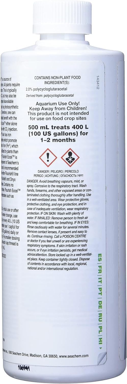 Seachem Flourish Excel 500 ml - Pack of 2, Plant Nutrient Supplement, Ideal for Aquatic Plants, 116045308