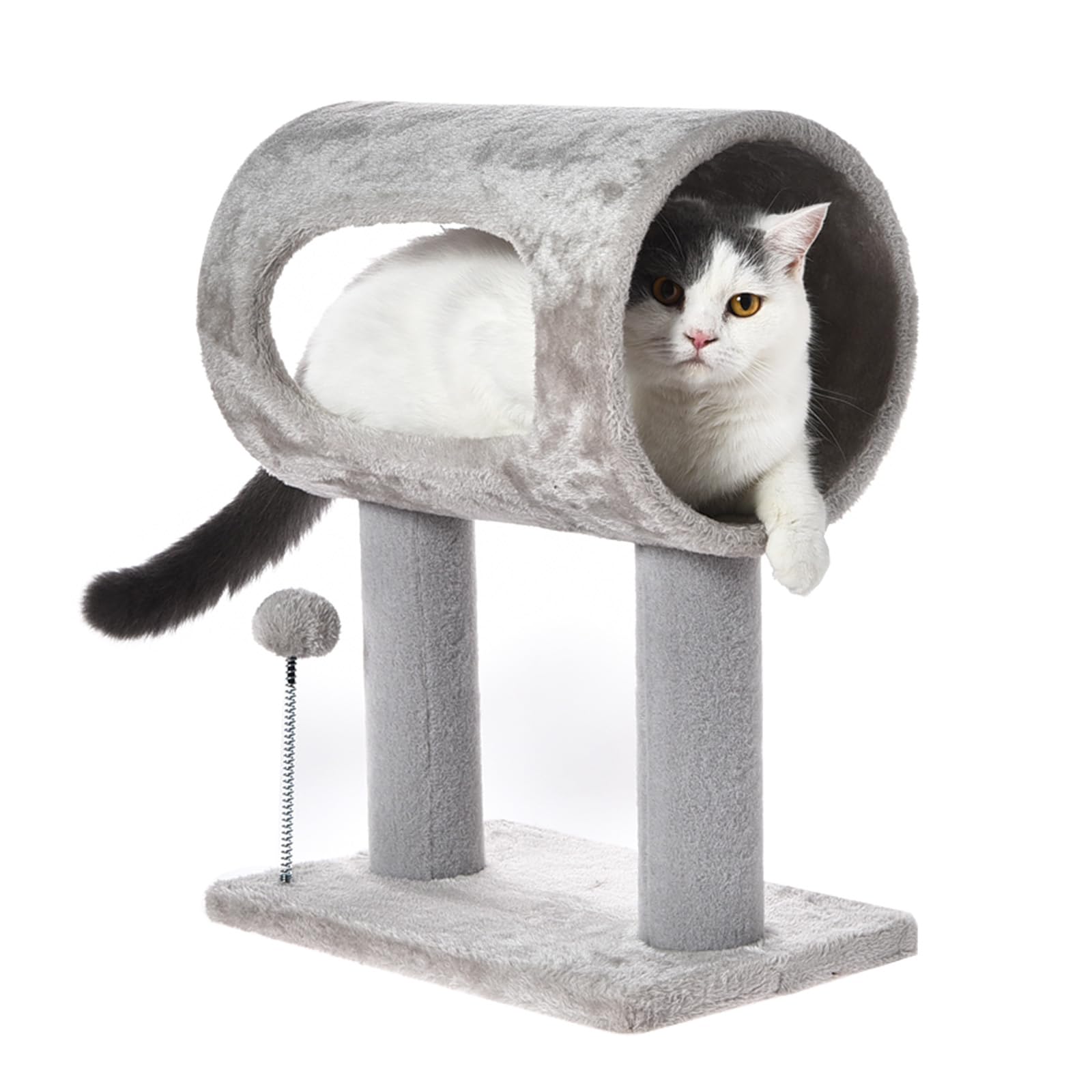 Cat Craft Scratching Post 20.5 Cat Tree with Tunnel Carpet Cat Tower Kitten Tree Cat Tree with Hanging Ball for Indoor Cat, Grey