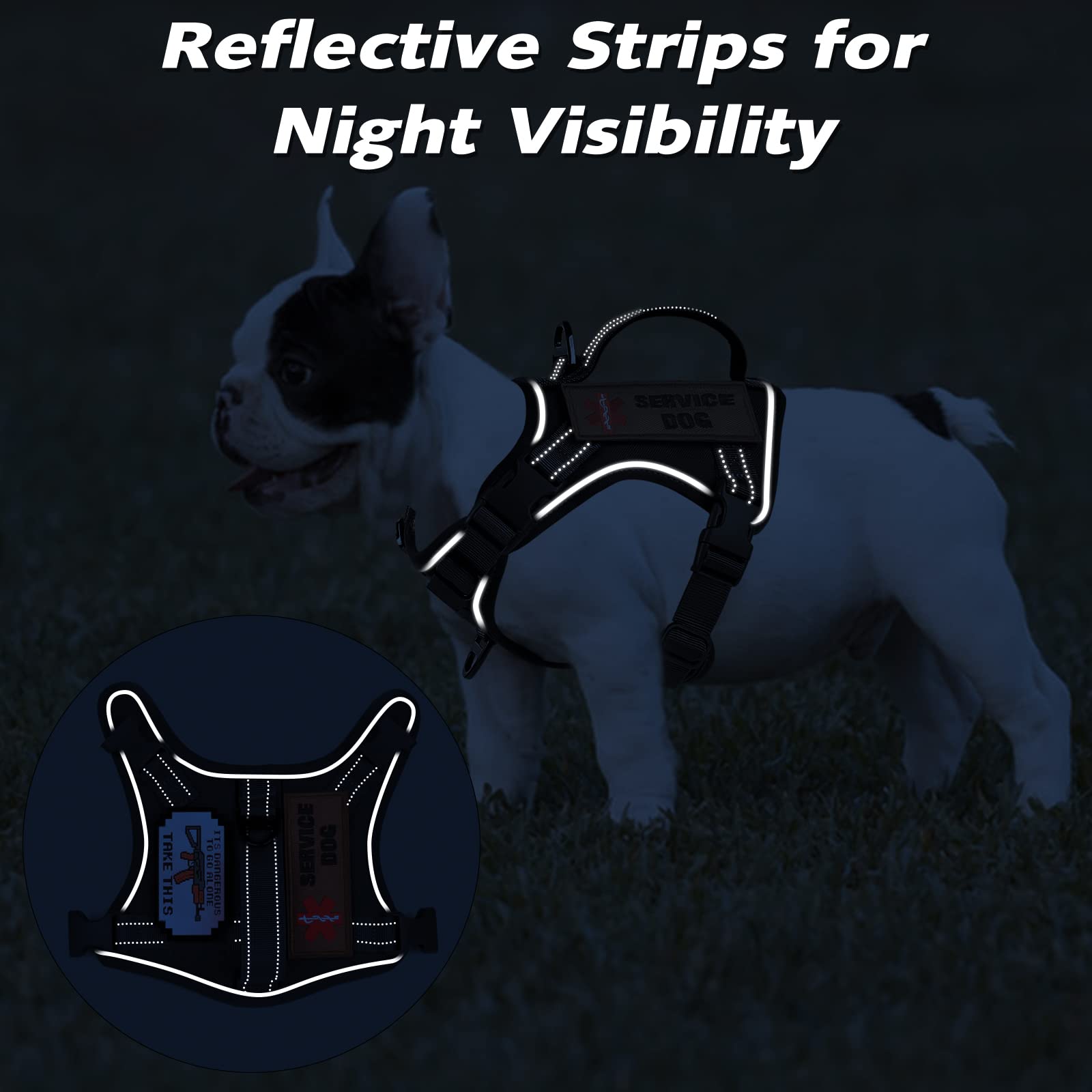 Hanshengday Tactical XS Dog Harness, Military Vest, Nylon, Black, Model HSD2309, No Pull, Vertical Handle, Ideal for Small Puppies