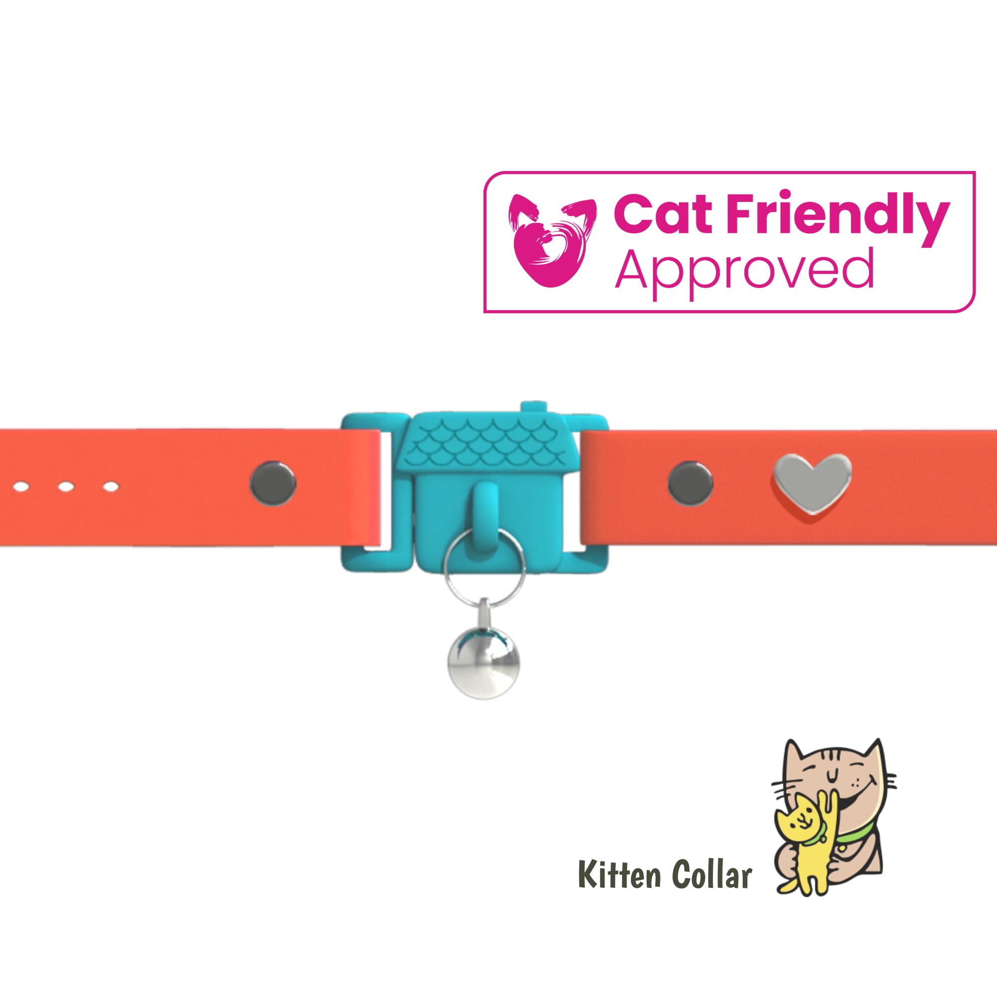 Kittyrama Tangerine Kitten Collar With Bell. Cat Friendly Award Winner. Approved By Vets And Cat Experts. Breakaway Cat Collars
