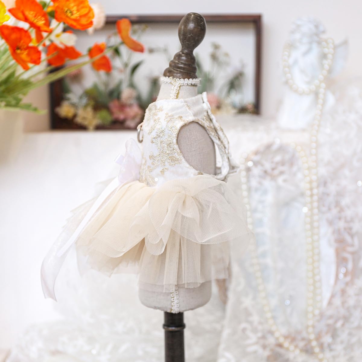Marupet Fashion Sweet Puppy Dog Blingbling Princess Skirt Pet Dog Lace Cake Camisole Tutu Dress E-White S