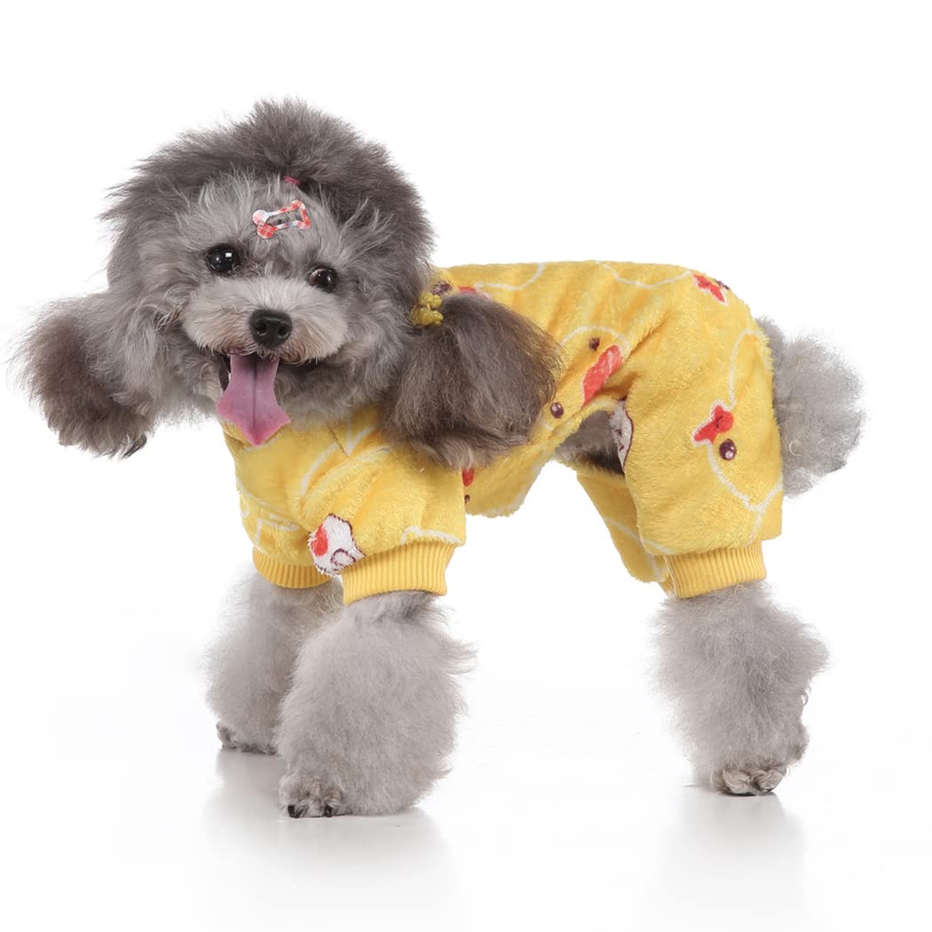 XIAOYU Cute Duck Coral Fleece Pet Clothes Dog Hoodie Coat Sweatshirts Soft Pajamas Winter Clothes(L)