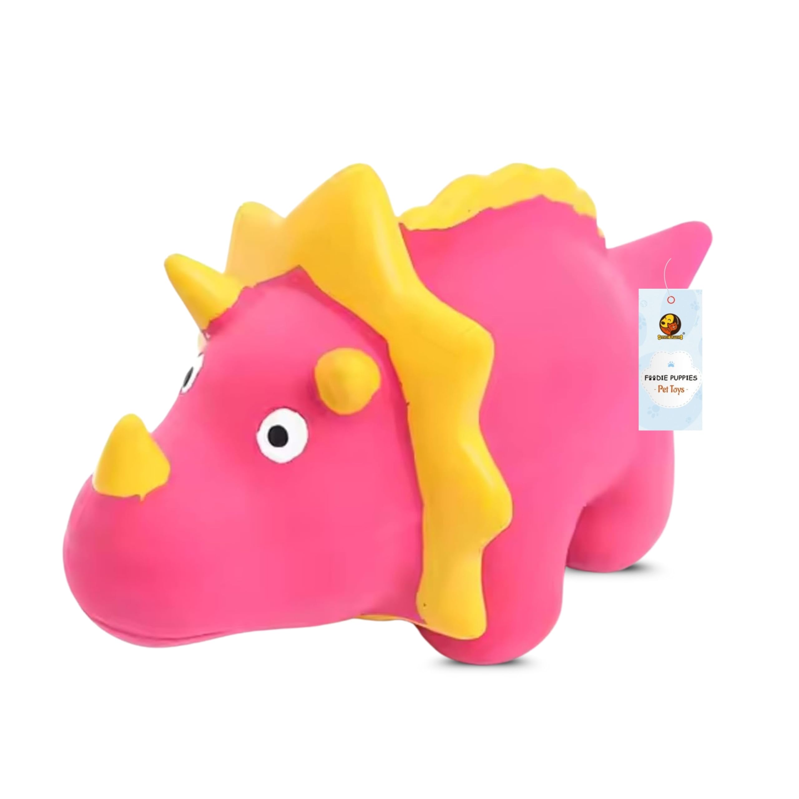 Foodie Puppies Dog Squeaky Chew Latex Rubber Toy  (Pink Digno) for Small Dogs & Puppies | Durable, Soft, Animal Design, Fetch &