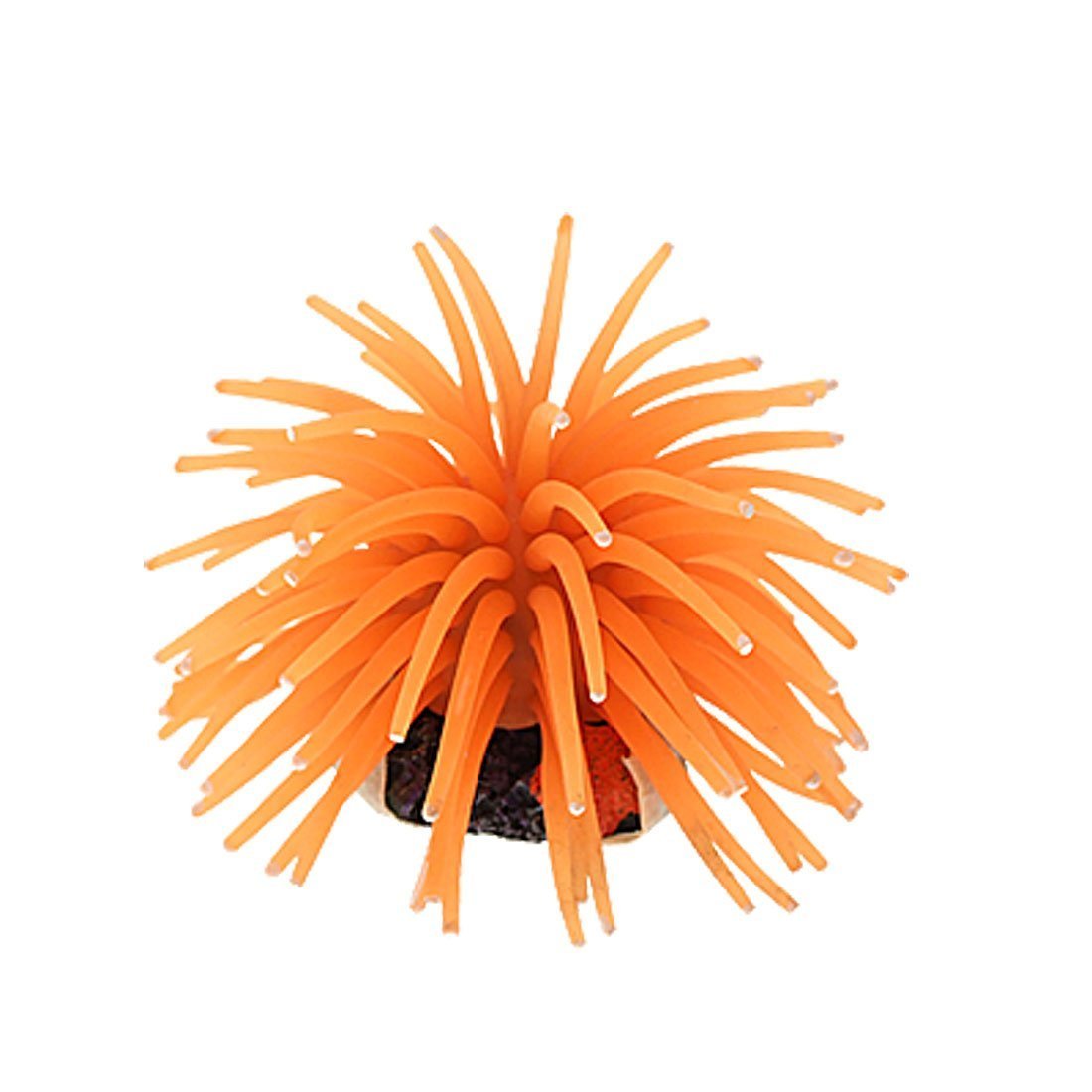 Mallofusa Artificial Aquarium Fish Tank Decoration Silicone Sea Anemone Artificial Fish Tank Ornament Decoration Small(Orange)