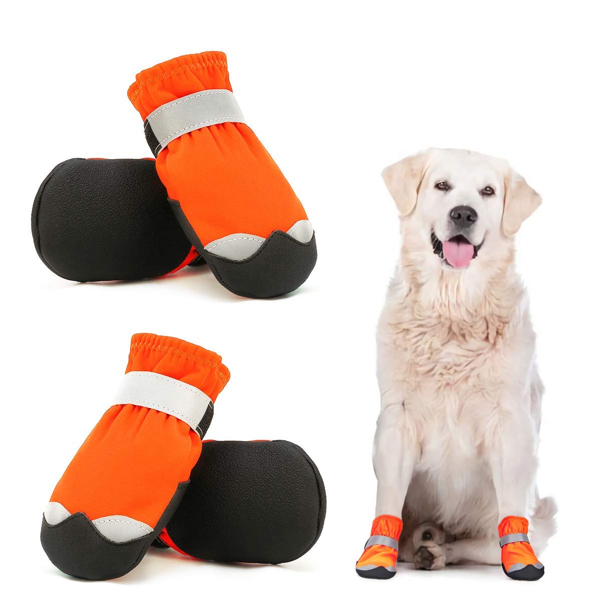 Waterproof Dog Shoes For Large Medium Dogs - Winter Snow Dog Booties Paw Protection With Adjustable Straps Rugged Anti-Slip Sole - Hiking Outdoors Pet Boots Paw Protectors Comfortable