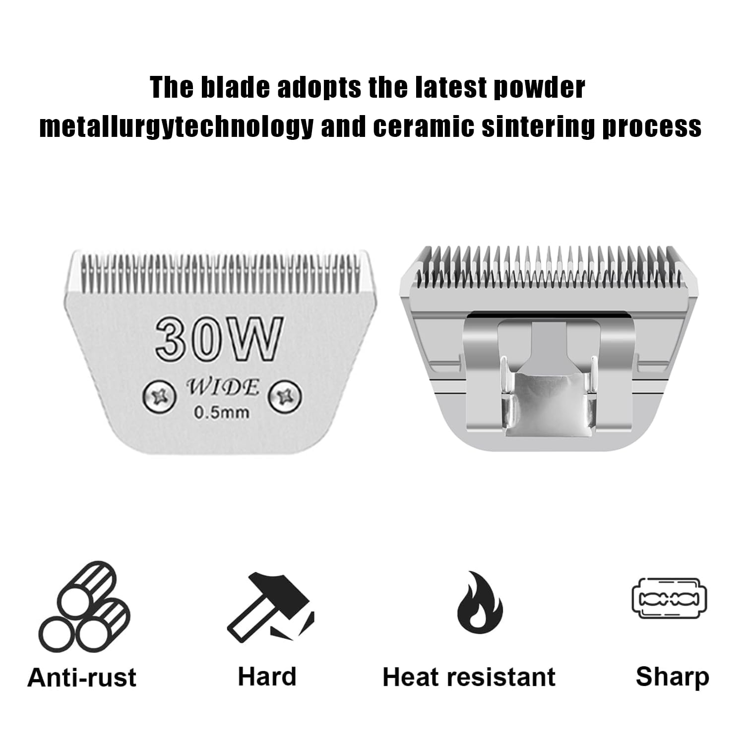 2Pcs 30W Wide Blades For Dog Grooming Blades Compatible With Andis,Oster A5,Wahl Km10 Dog Clippers,Size-#30W, 1/50 Inch Cut Leng