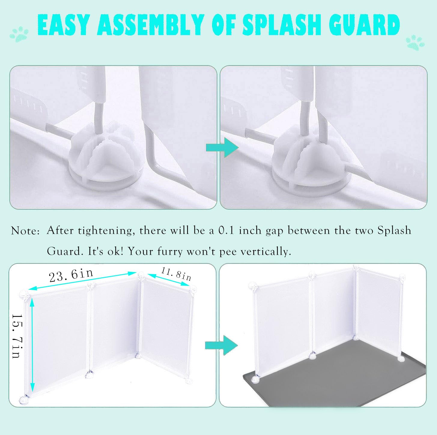 Dog Litter Box with High Walls,Indoor Dog Potty for Small and Medium Dogs,No Spill Pee Pad Holder Tray for Dogs Work with Most T