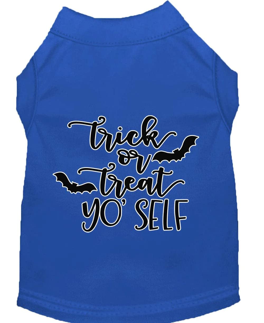 Halloween Pet Dog & Cat Shirt Screen Printed, "Trick Or Treat Yo' Self" Aqua 3XL (25-35 lbs.)