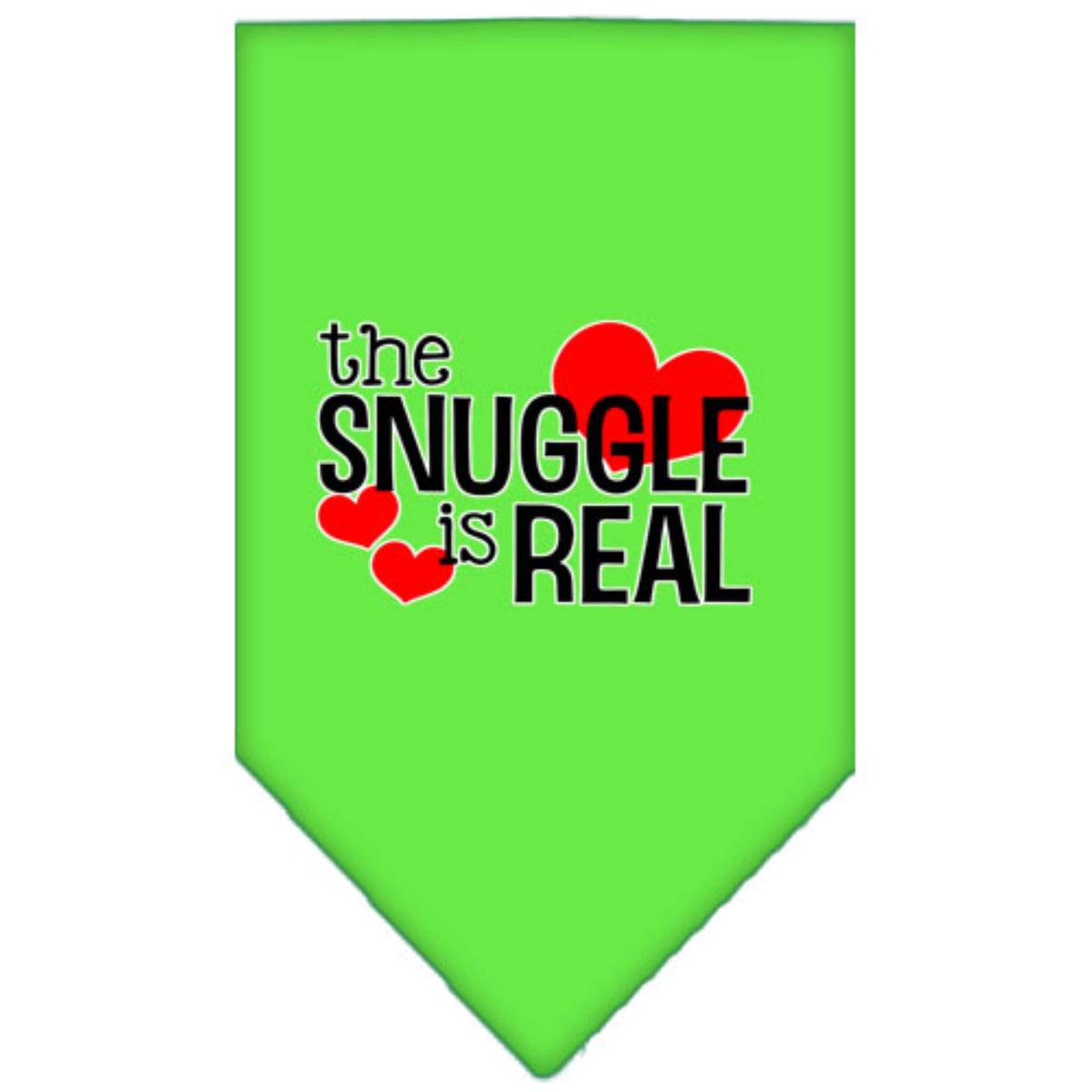 Pet and Dog Bandana Screen Printed, &quot;The Snuggle Is Real&quot; Lime Green Large