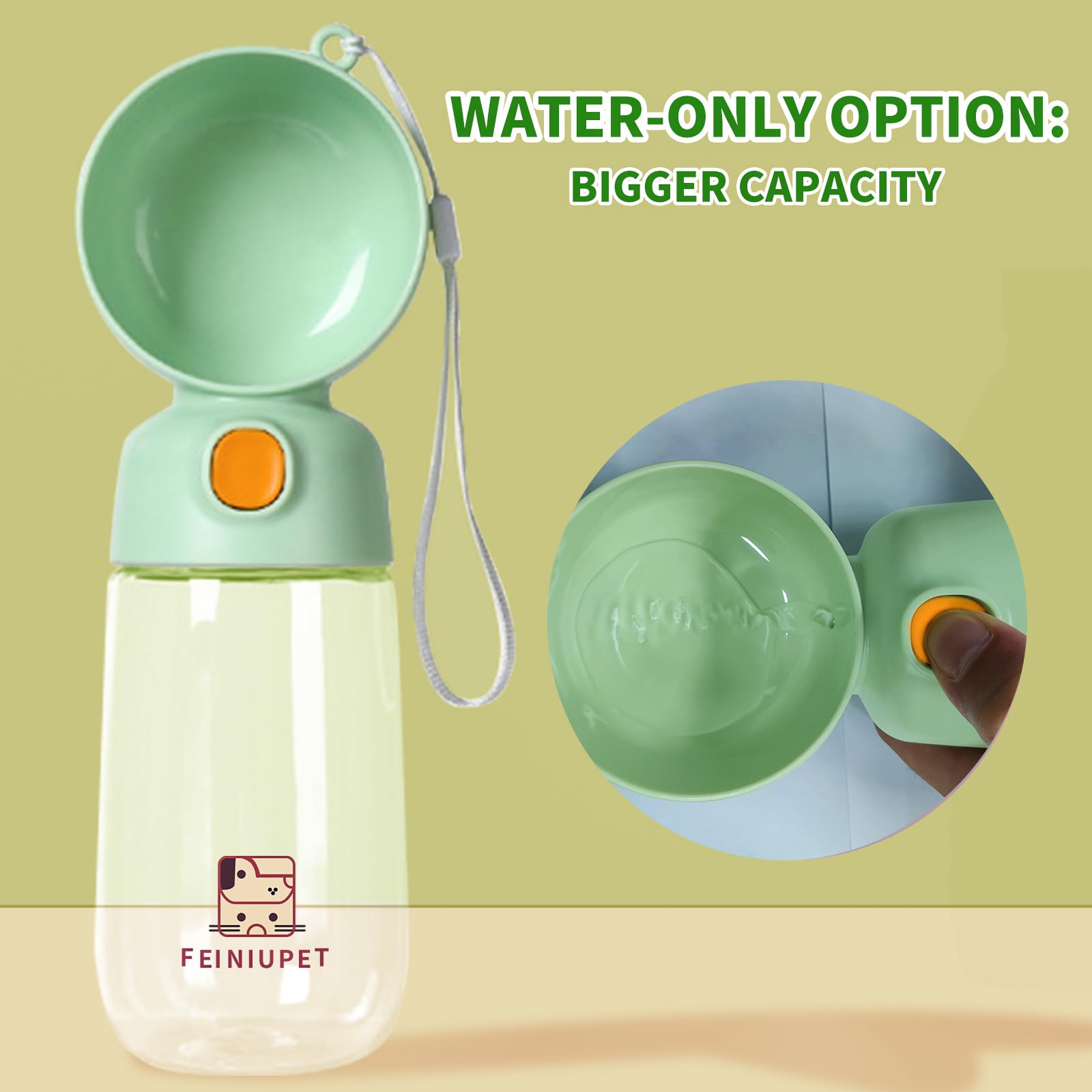 Portable Dog Water Bottle, Large-Capacity Travel Water Dispenser For Cats And Small Dogs - Green