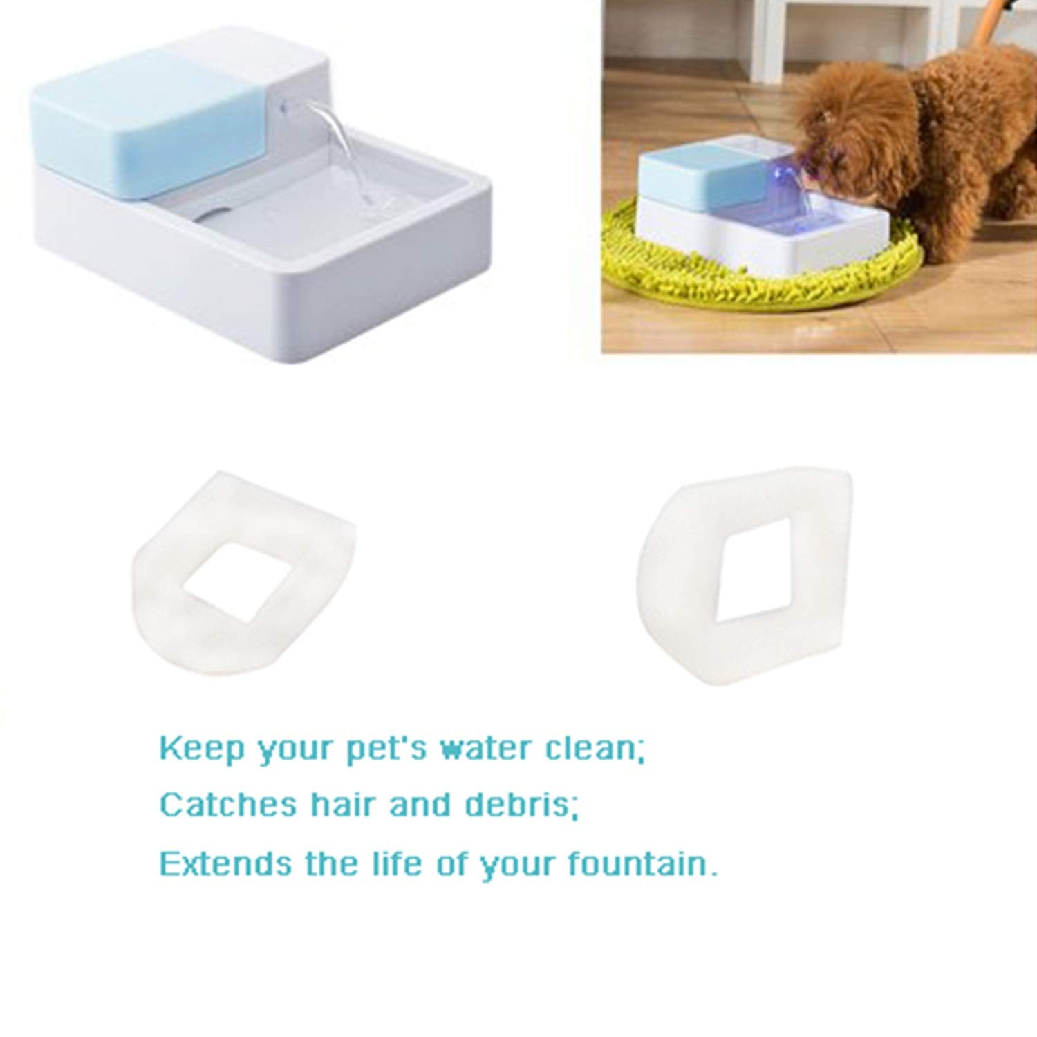 Cat Water Fountain Foam Pre-Filters Compatible With Drink-Well Stainless Steel 360, Avalon, Pagoda, Seascape And Sedona Pet Fountain Replacement Filter For Dog And Cat (12 Packs)