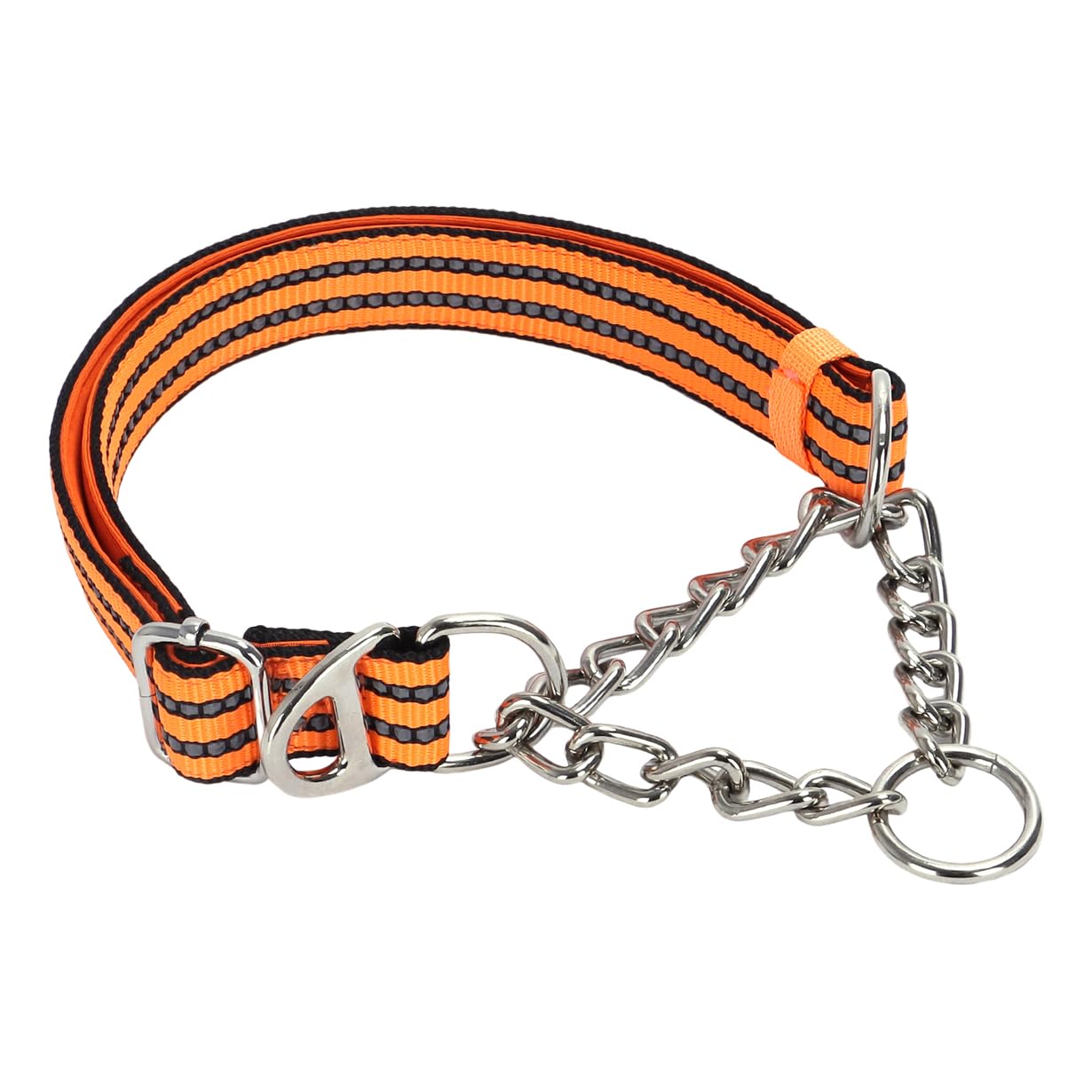 Martingale Collar For Medium Dogs, Orange Reflective Nylon Dog Chain Collar Escape Proof Heavy Duty Dog Collar With Stainless St