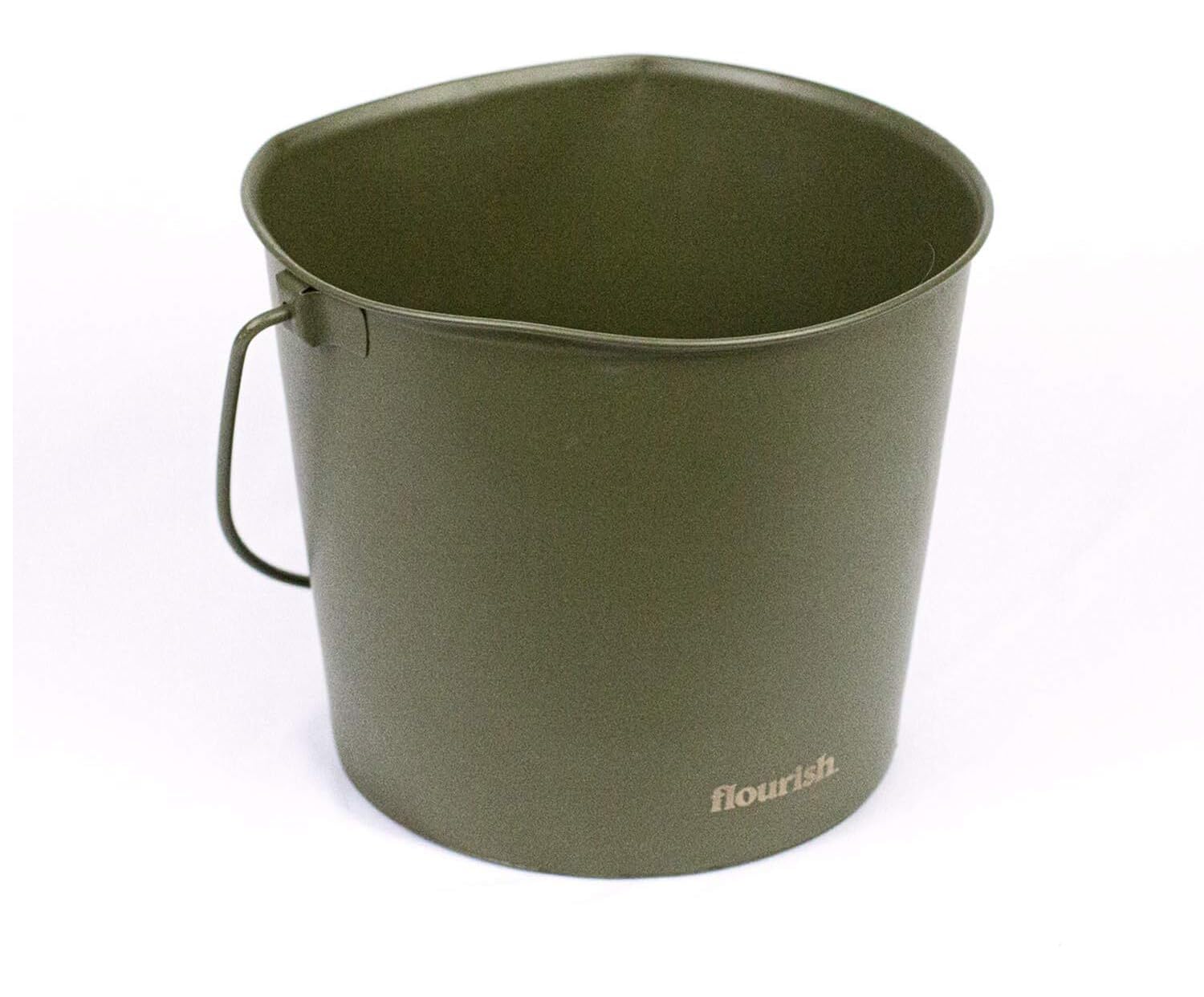 Flourish Pets Stainless Steel Dog Bucket (4 Qt Army Green Powder Coated 2 Pack)