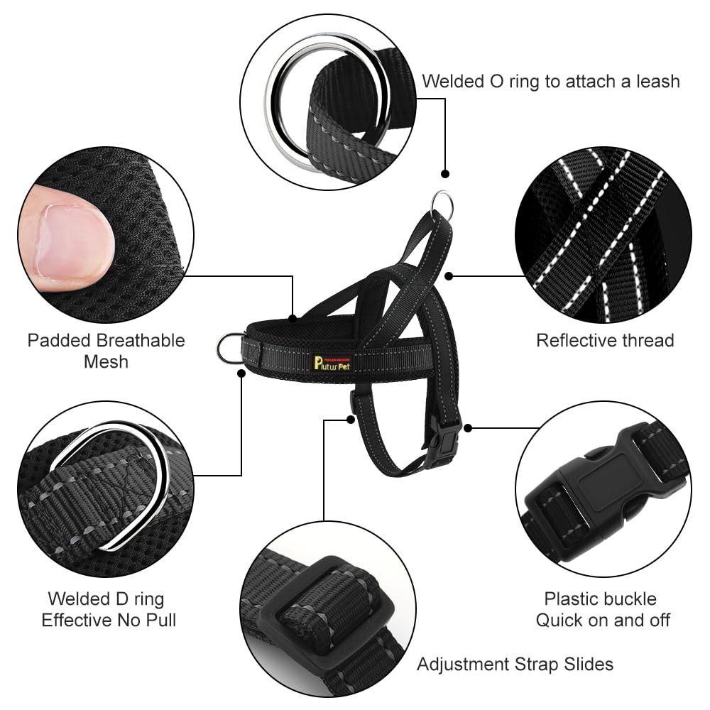 Plutus Pet No Pull Dog Harness With Breathable Mesh Padded, Adjustable Reflective Escape Proof Dog Harness, Quick Fit Dog Vest H