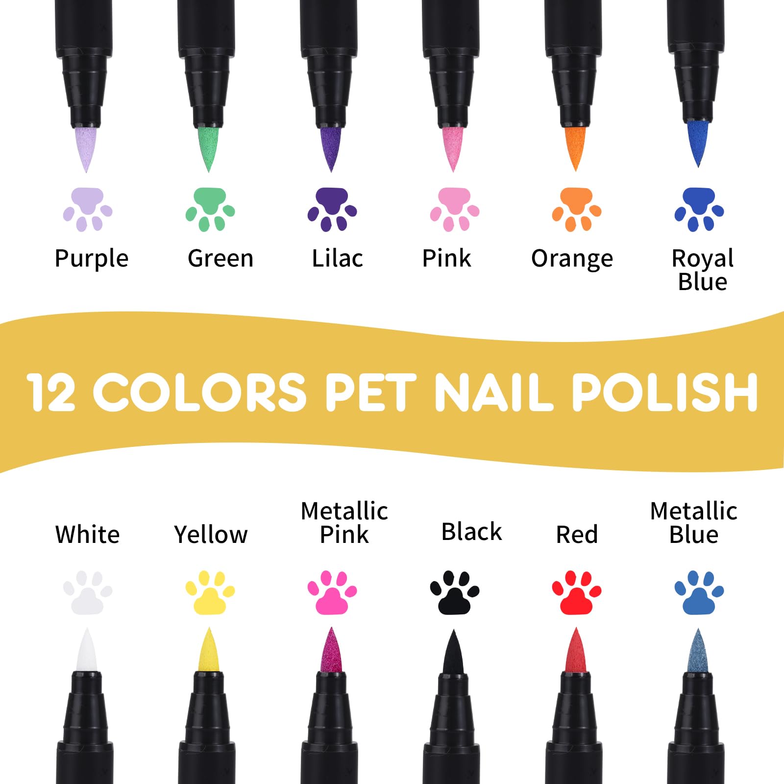 Dog Nail Polish Pens Quick Dry,12 Colors Pet Nail Polish Kit For Dogs,Cats Or Birds,Dog Safe Nail Polish And Easy To Apply,Nail