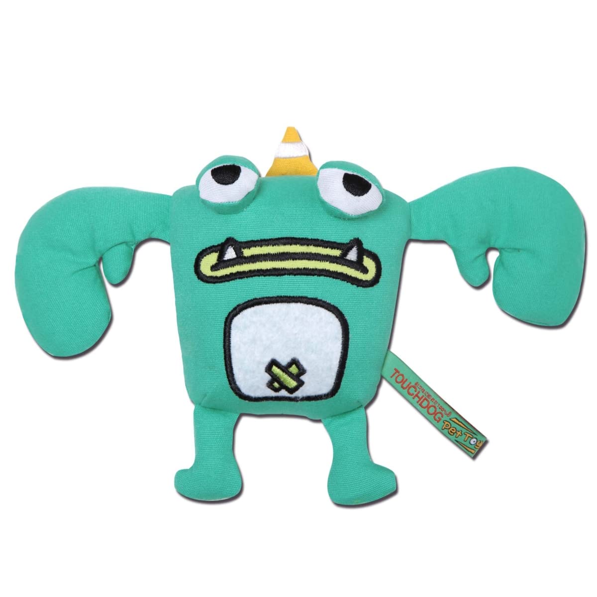 Touchdog Cartoon Crabby Tooth Monster Plush Dog Toy, One Size, Green