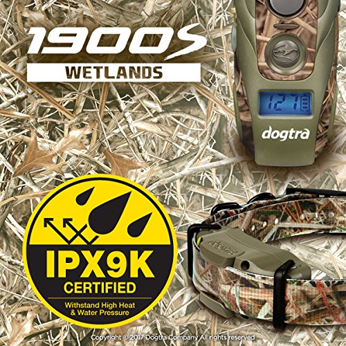 Dogtra 1900S Wetlands Camo Remote Training Collar - 3/4 Mile Range, Ipx9K Waterproof, Rechargeable, 127 Training Levels, Vibration - Includes Petstek Dog Training Clicker