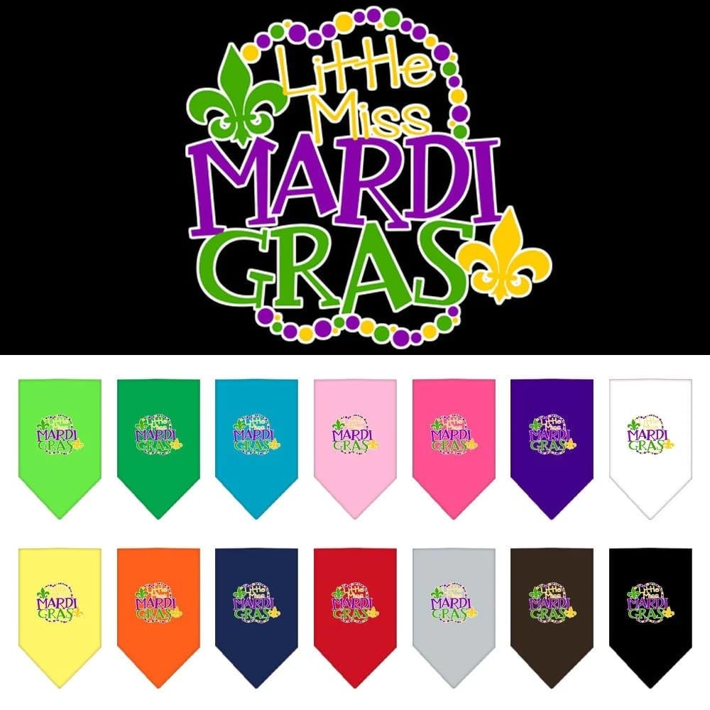 Pet and Dog Bandana Screen Printed, &quot;Little Miss Mardi Gras&quot; Purple Large